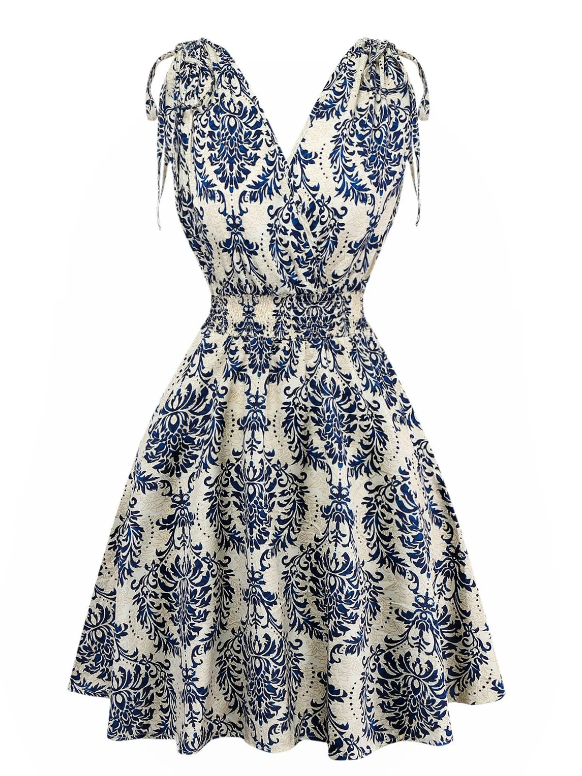 1970s Boho Style Lace-Up V-Neck Dress - Image 3