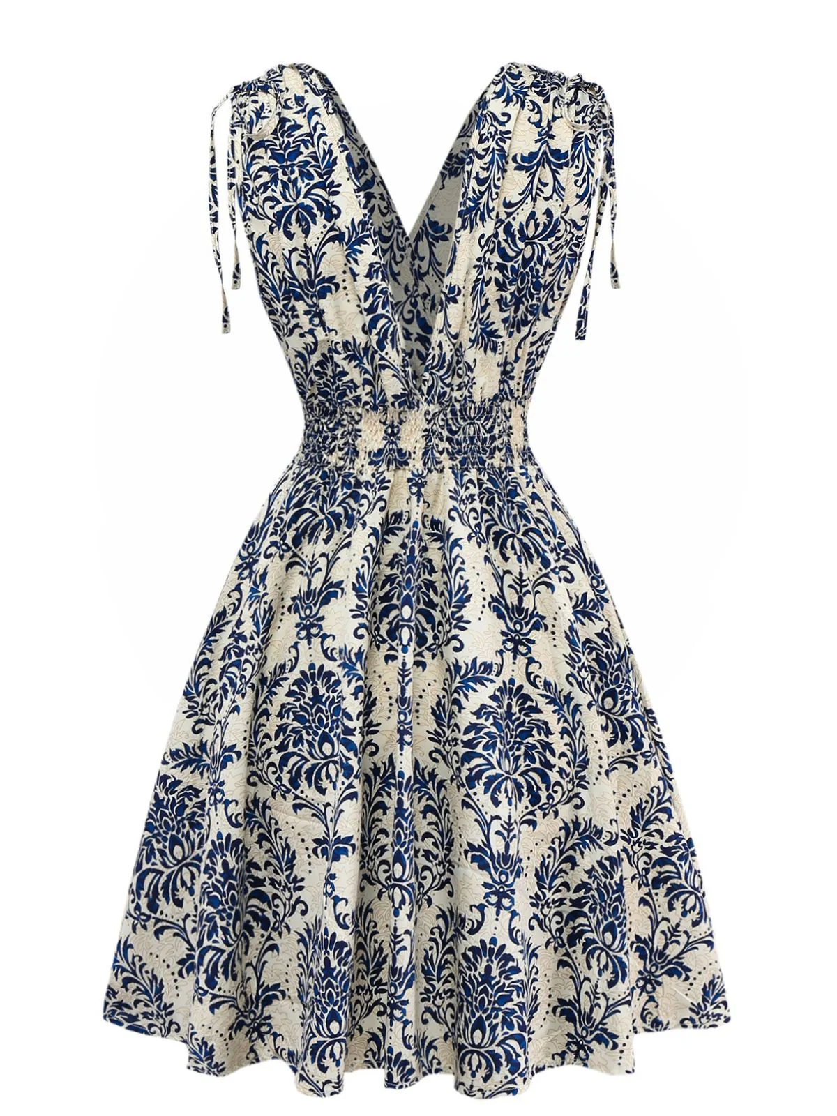 1970s Boho Style Lace-Up V-Neck Dress - Image 4
