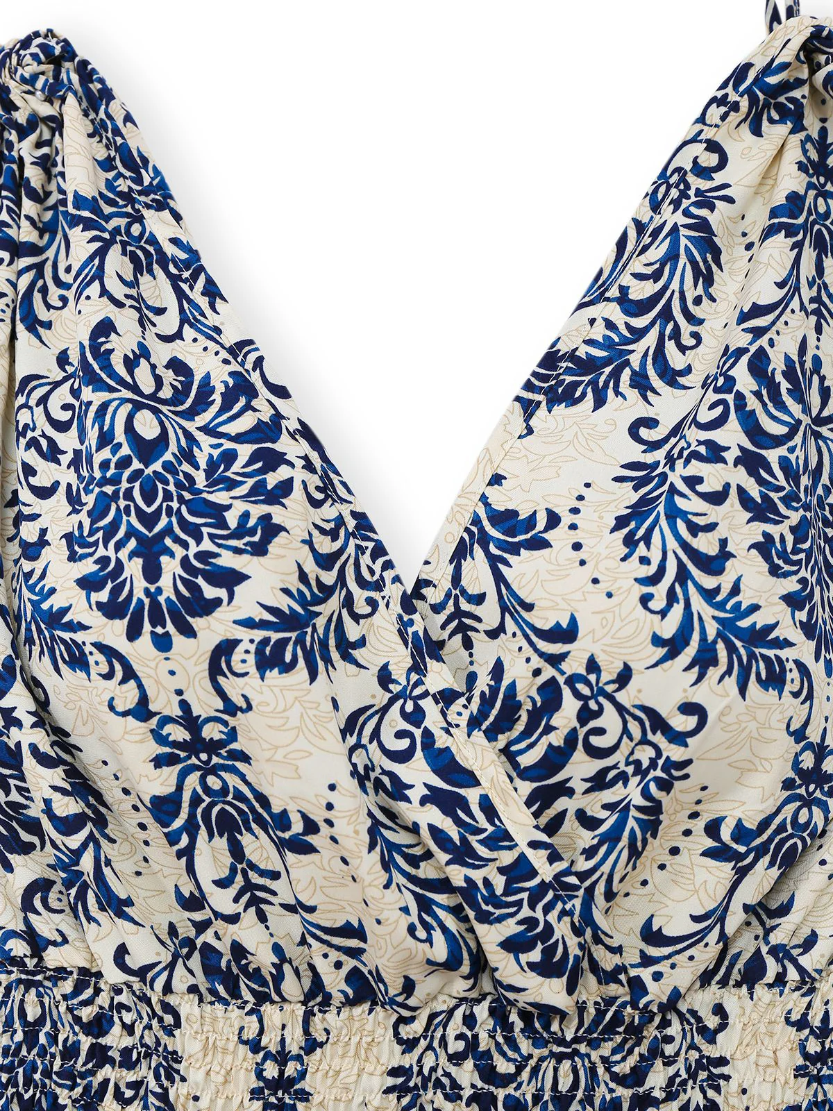 1970s Boho Style Lace-Up V-Neck Dress - Image 7