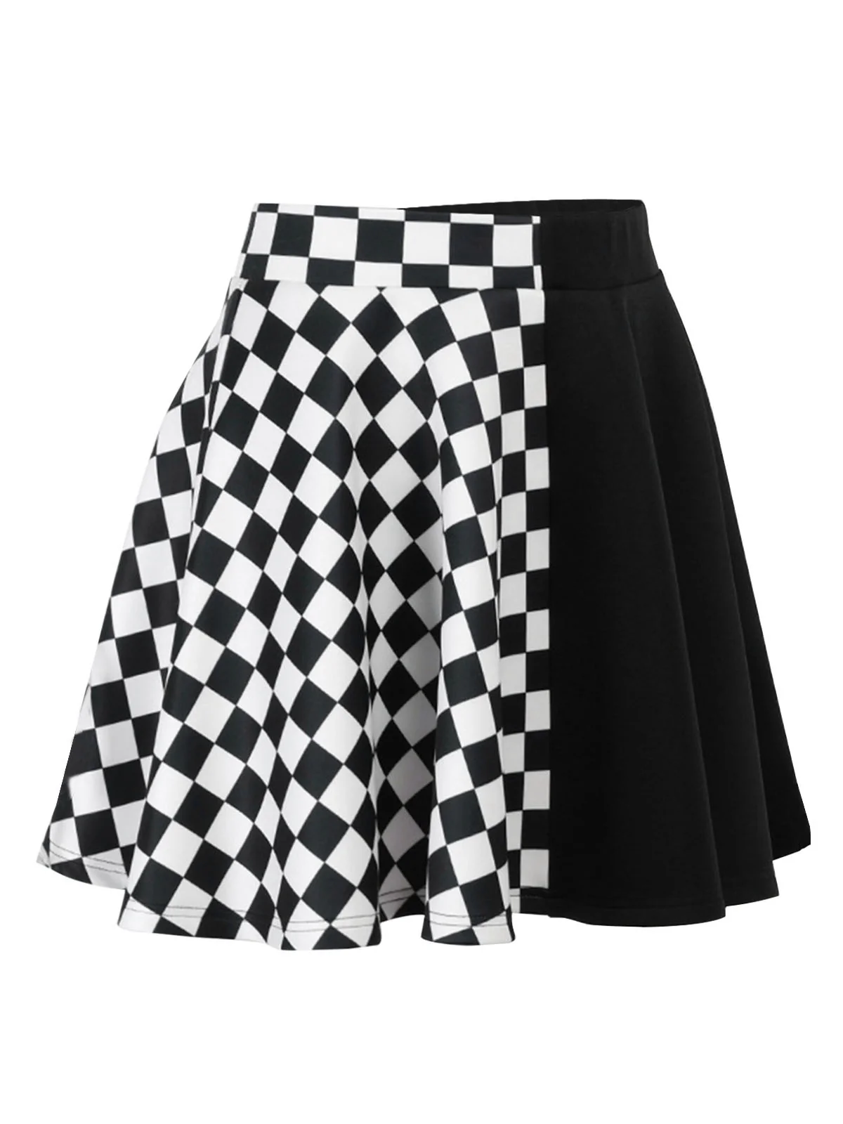1970s Checks Plaid Ruched Patchwork Skirt - Image 3