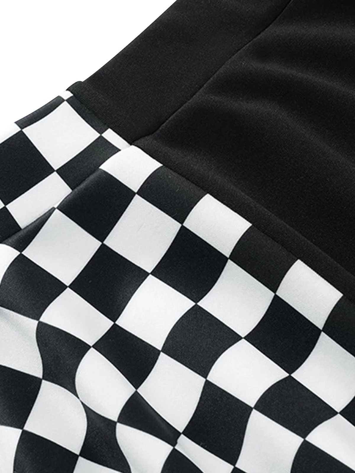 1970s Checks Plaid Ruched Patchwork Skirt - Image 5