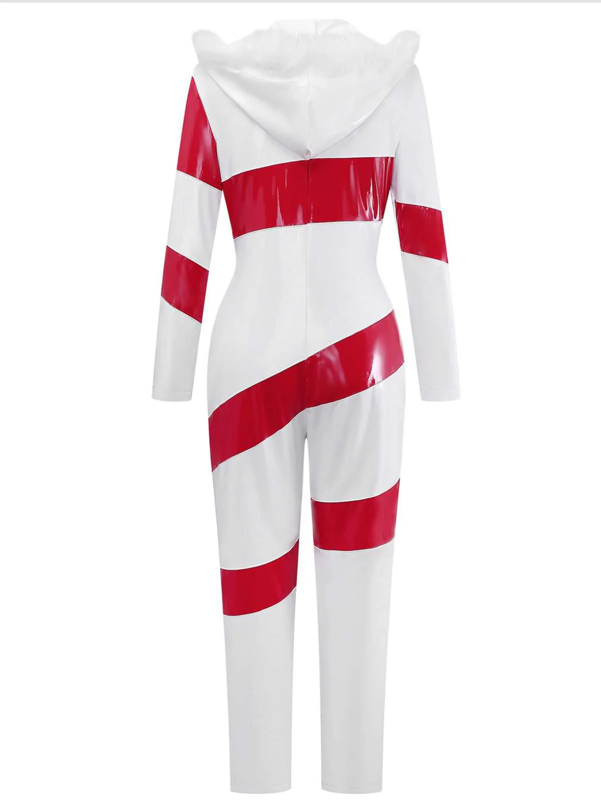 1970s Christmas Candy Cane Hooded Jumpsuit - Image 3