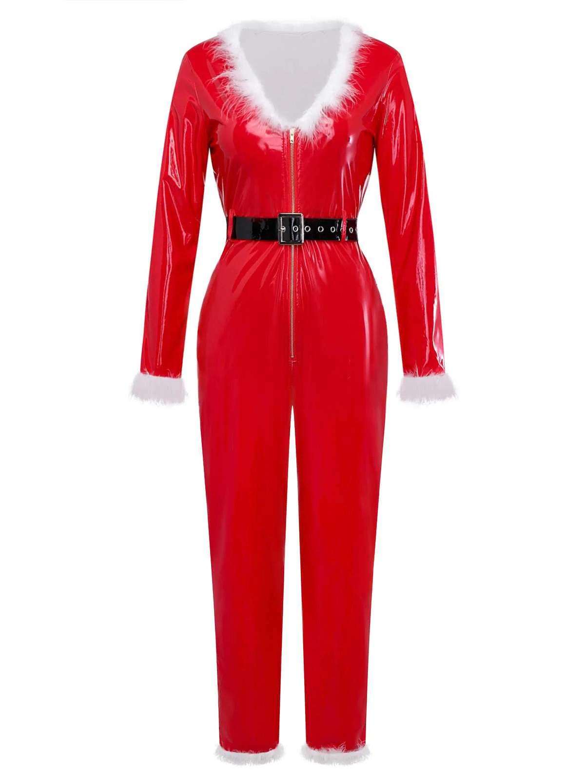 1970s Christmas Santa Claus Costume Latex Jumpsuit - Image 2