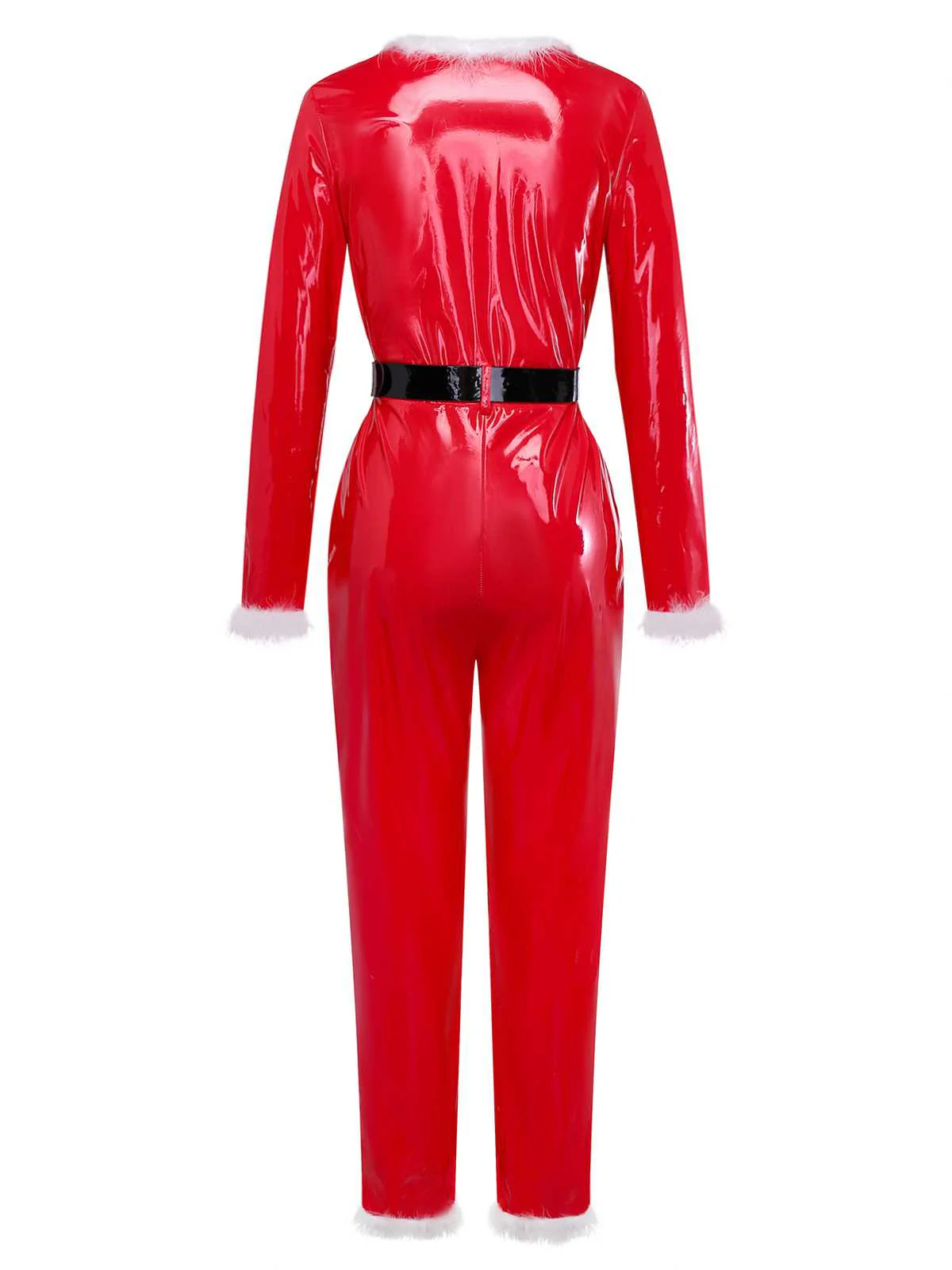 1970s Christmas Santa Claus Costume Latex Jumpsuit - Image 3