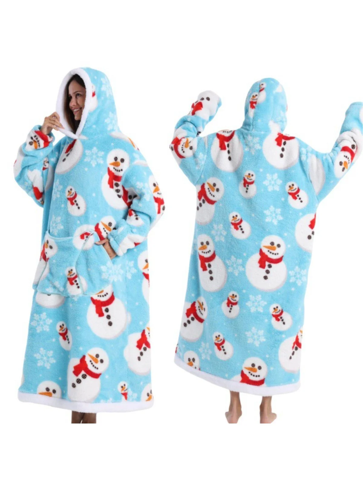 1970s Christmas Santa Wearable Blanket Hoodie Lougewear - Image 5