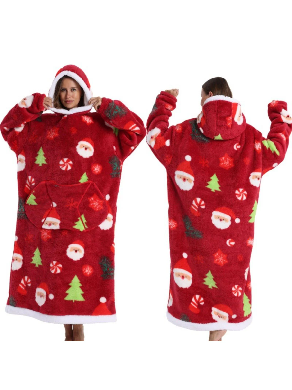 1970s Christmas Santa Wearable Blanket Hoodie Lougewear - Image 3