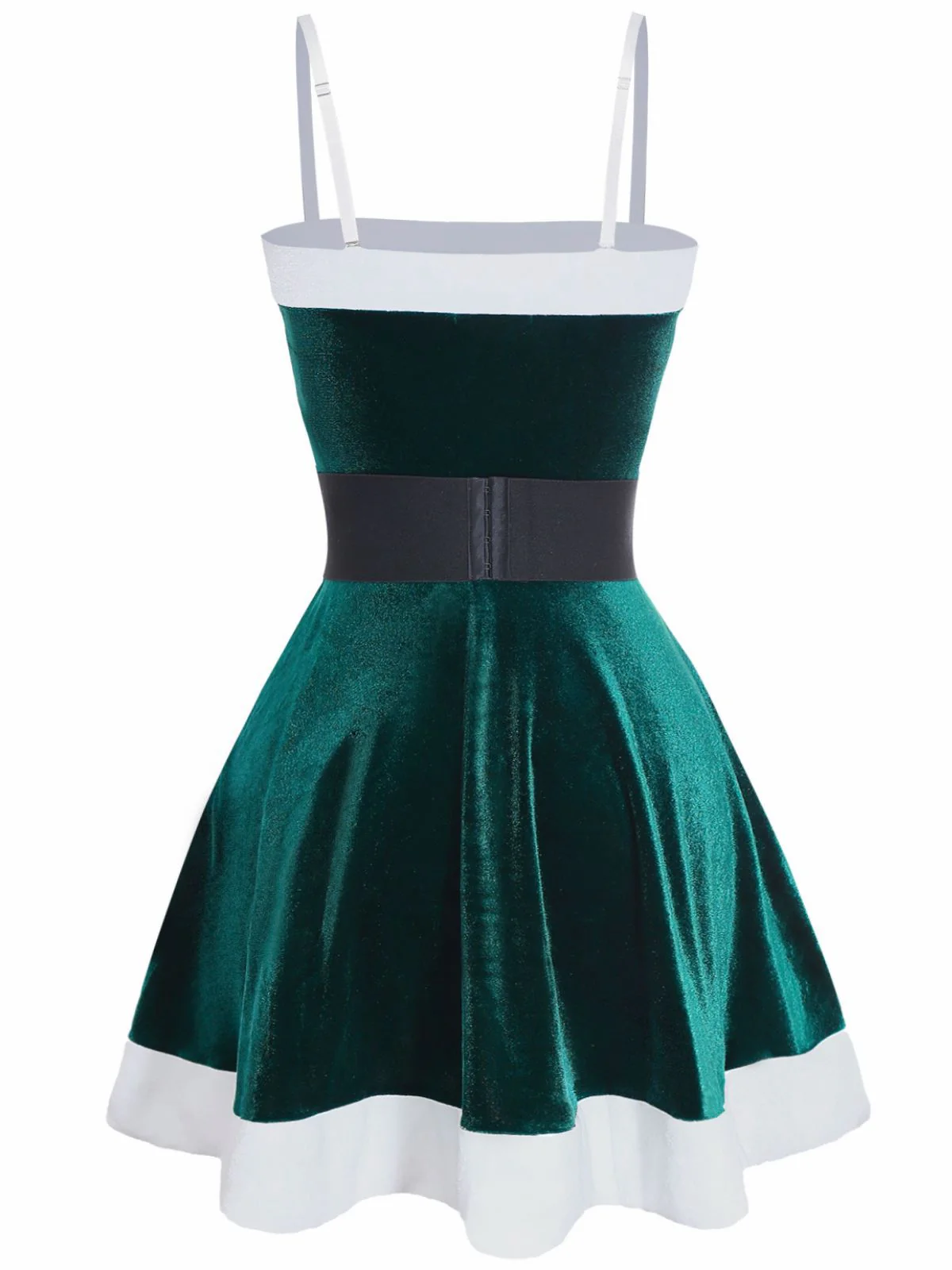 1970s Christmas Velvet Plush Spaghetti Strap Mini Dress - Image 3