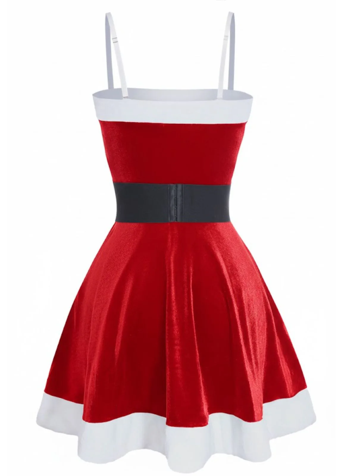 1970s Christmas Velvet Plush Spaghetti Strap Mini Dress - Image 7