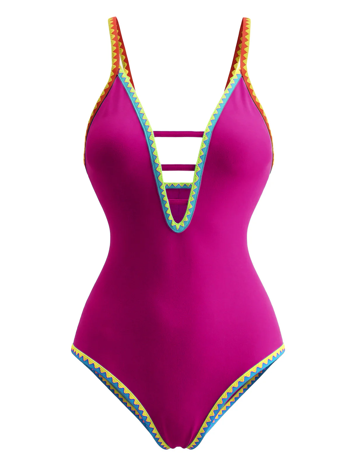 1970s Color Block Strap Cut-Out Swimsuit - Image 7