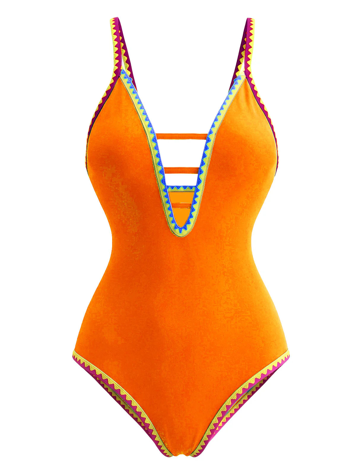 1970s Color Block Strap Cut-Out Swimsuit - Image 9