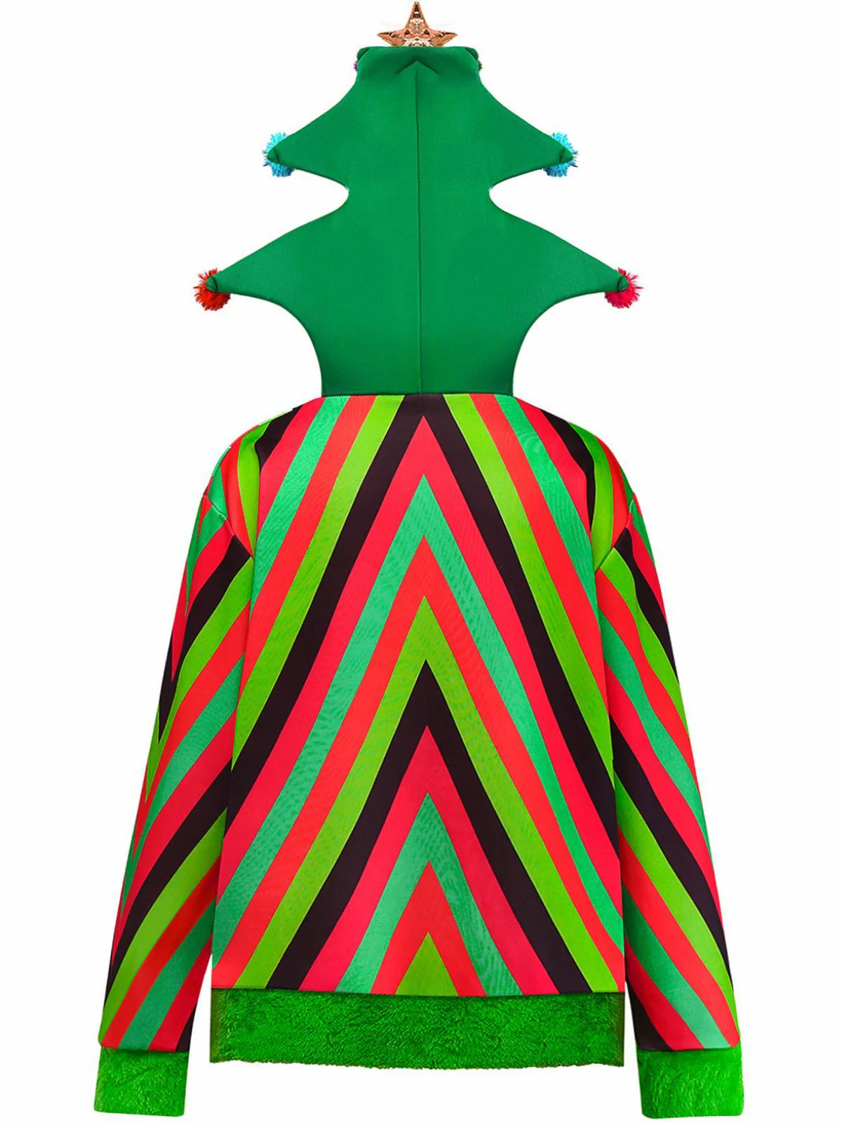1970s Colorful Christmas Tree 3D Embellished Hoodie Sweater - Image 3