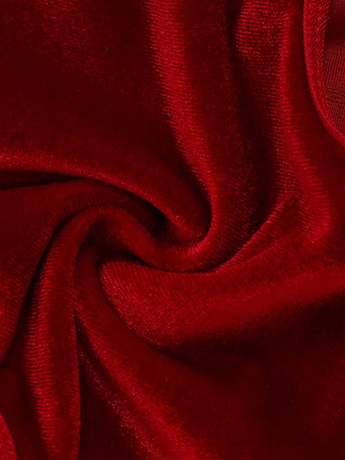 1970s Deep V Velvet Christmas Plush Bodysuit With Hat - Image 8