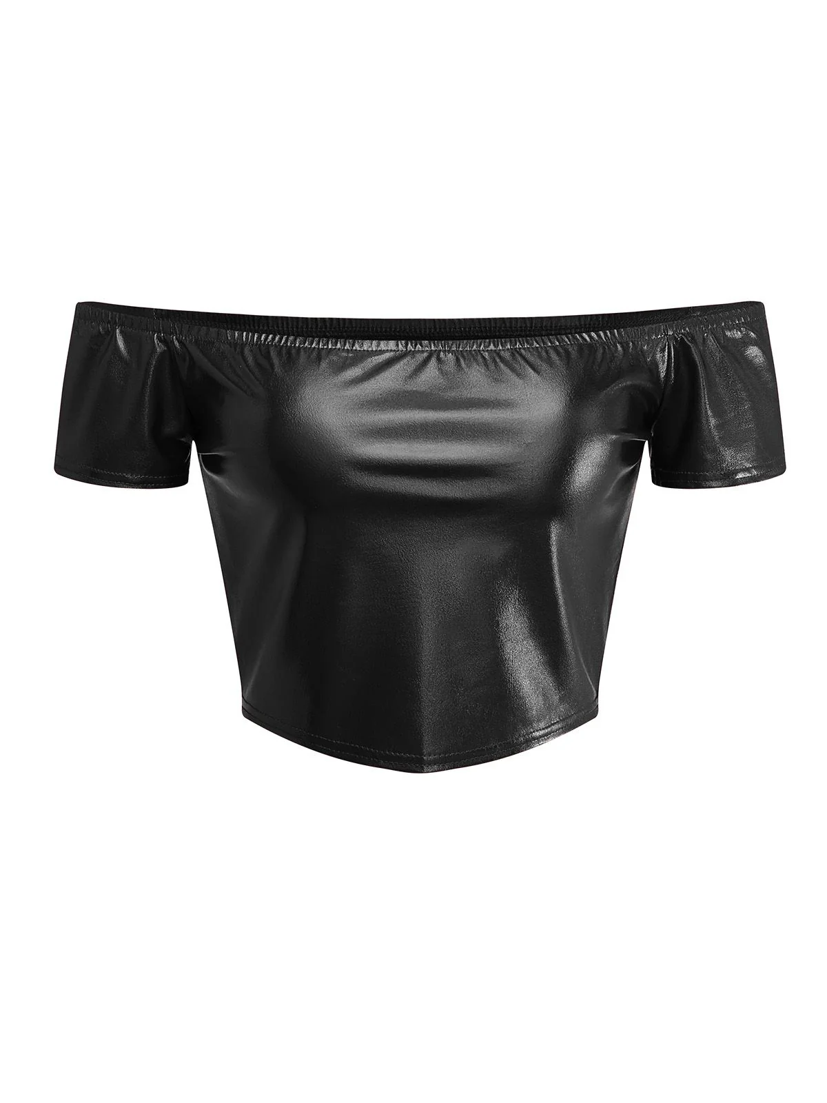 1970s Disco Metallic Off-Shoulder Short Sleeve Top - Image 3