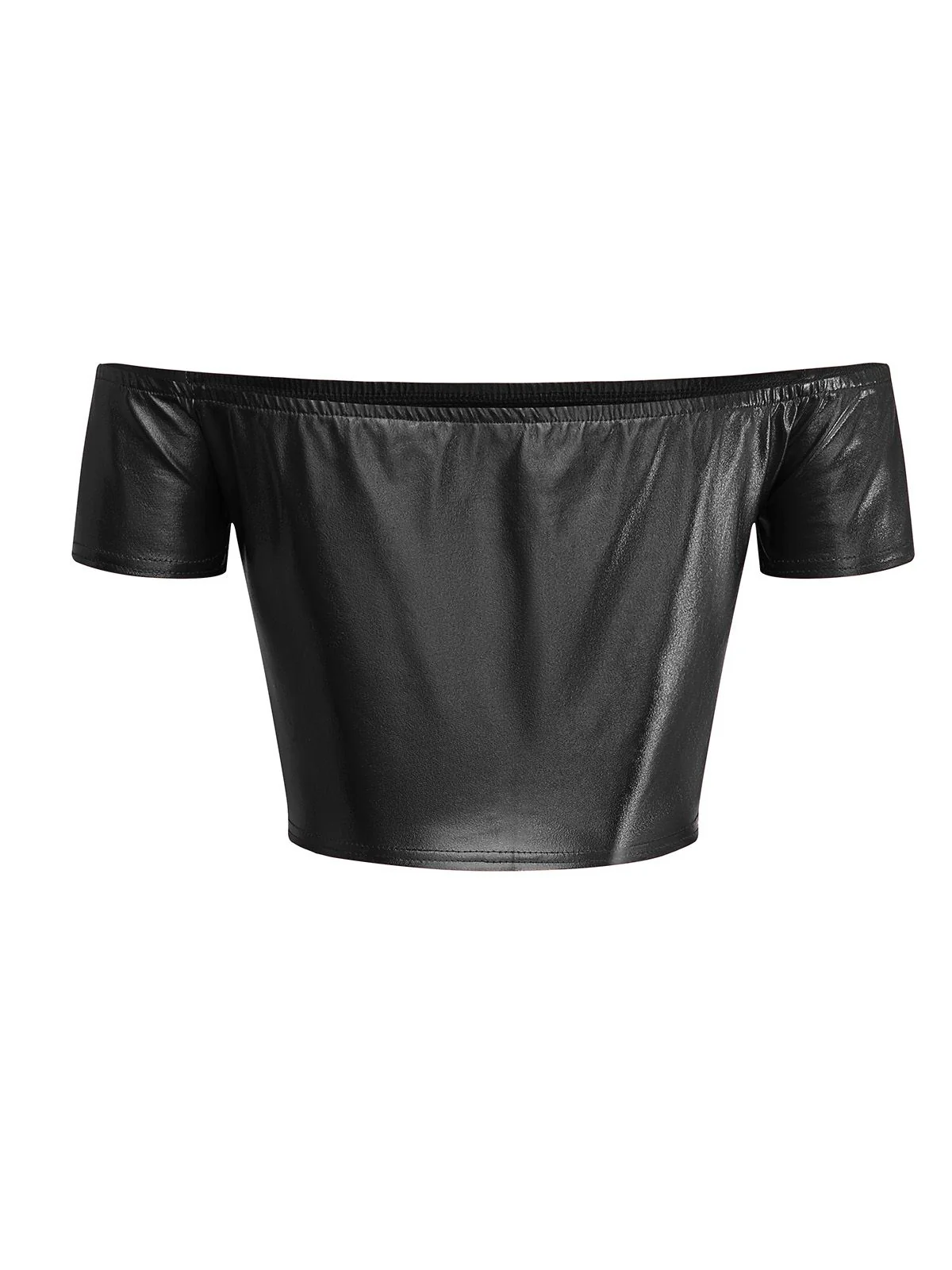 1970s Disco Metallic Off-Shoulder Short Sleeve Top - Image 4