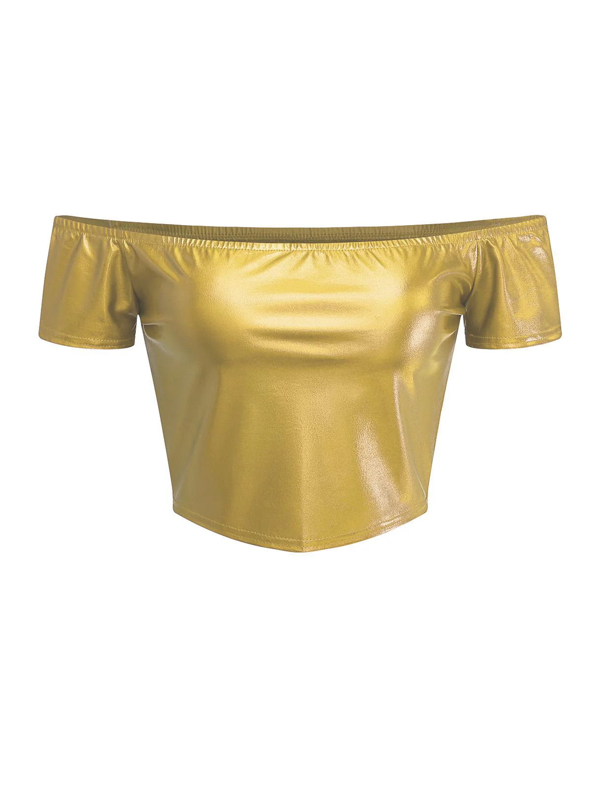 1970s Disco Metallic Off-Shoulder Short Sleeve Top - Image 5