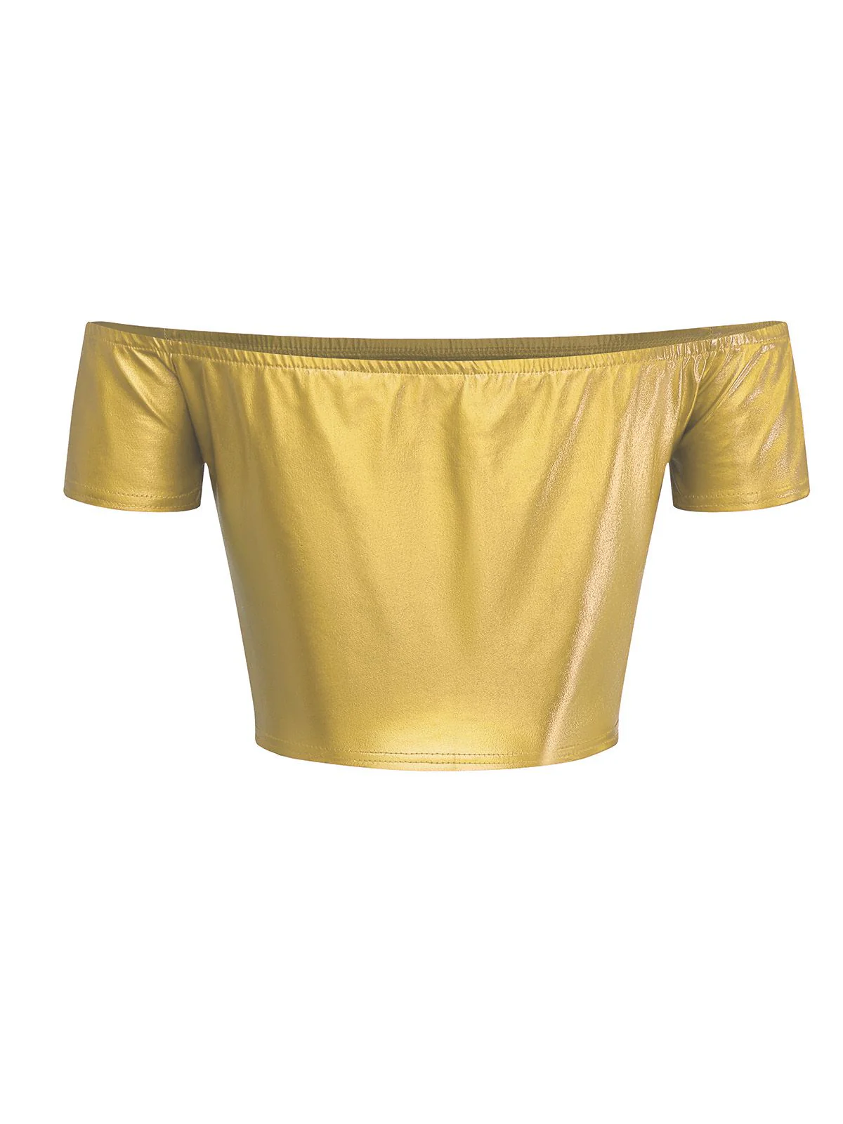 1970s Disco Metallic Off-Shoulder Short Sleeve Top - Image 6