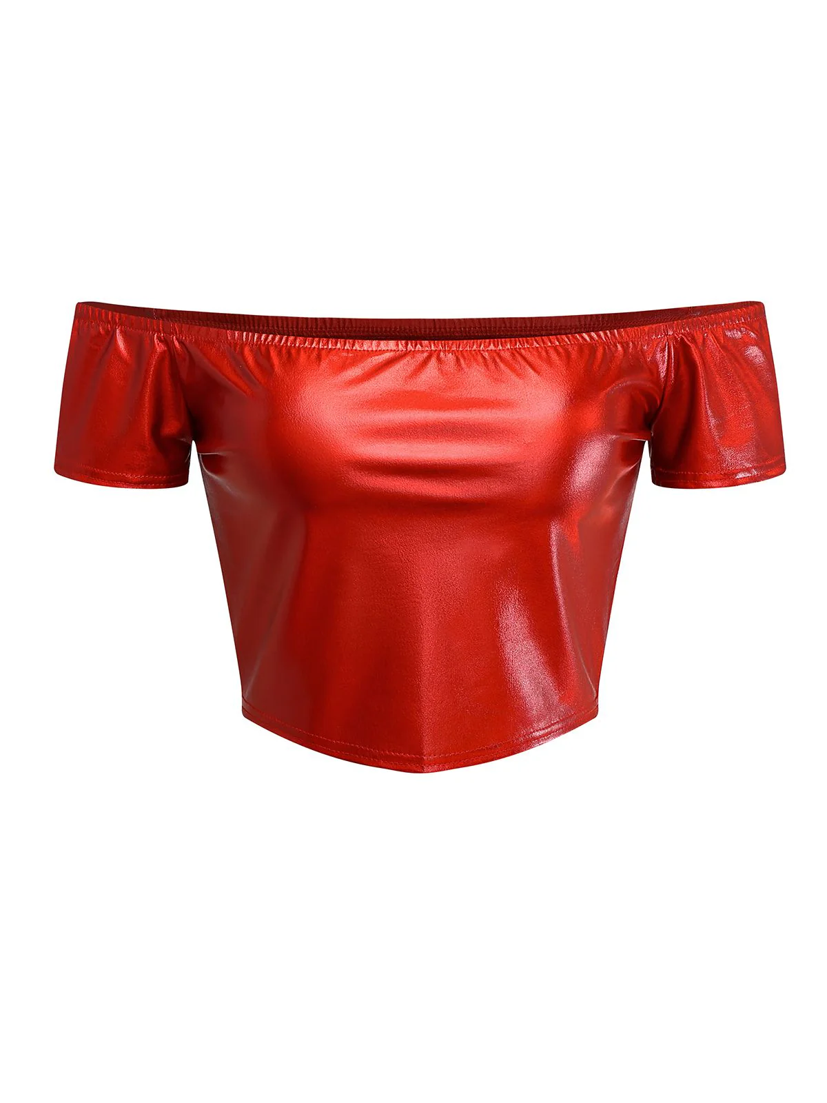 1970s Disco Metallic Off-Shoulder Short Sleeve Top - Image 7