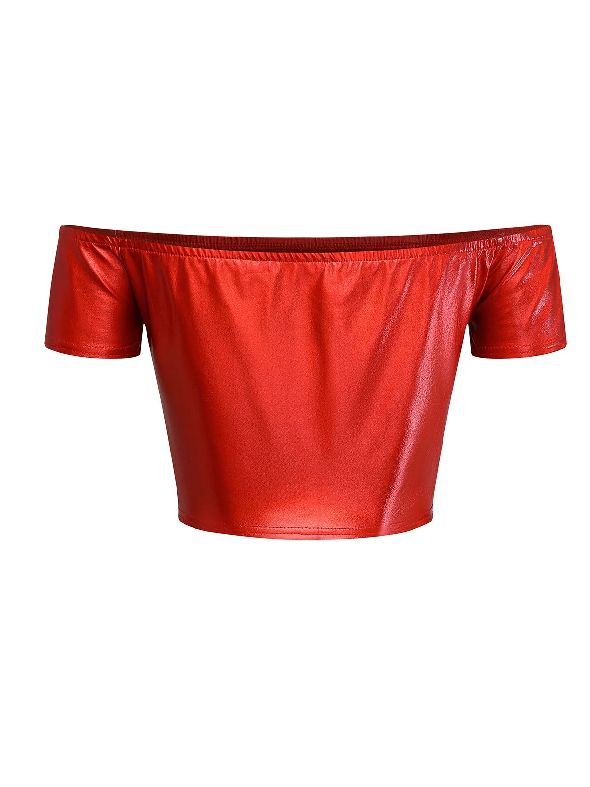 1970s Disco Metallic Off-Shoulder Short Sleeve Top - Image 8