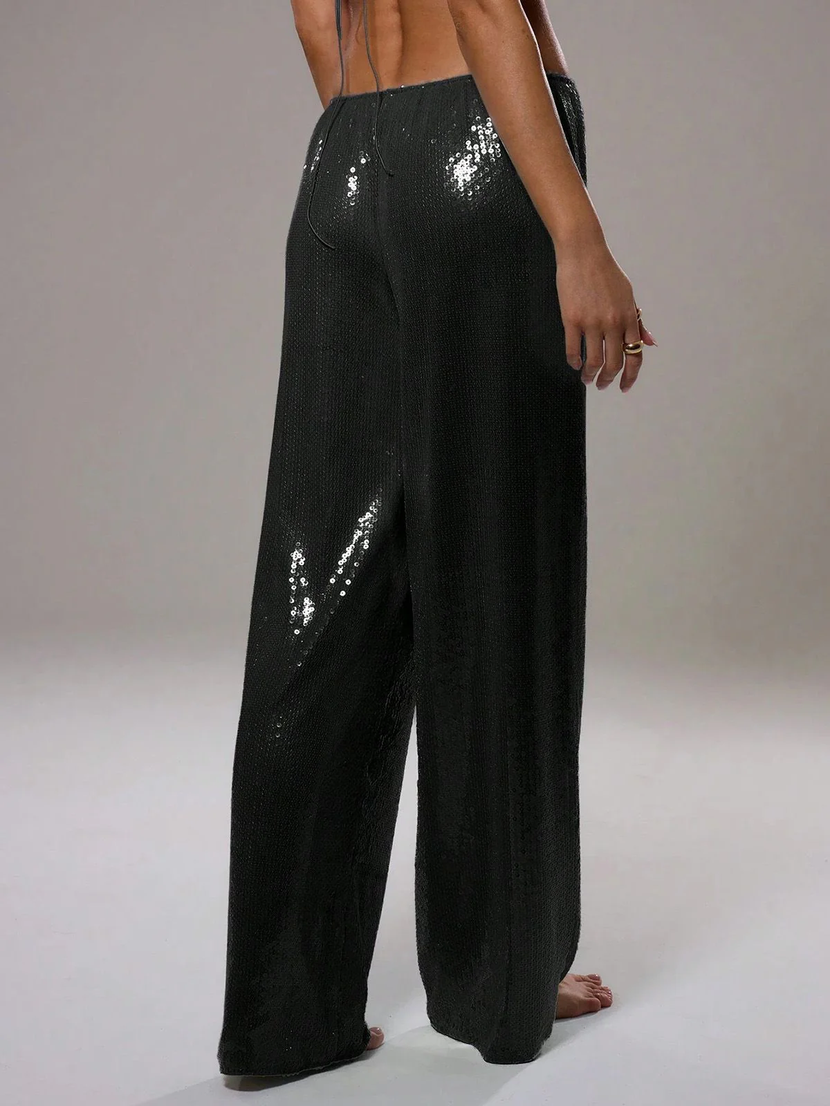 1970s Disco Sequined Wide Leg Casual Pants - Image 5