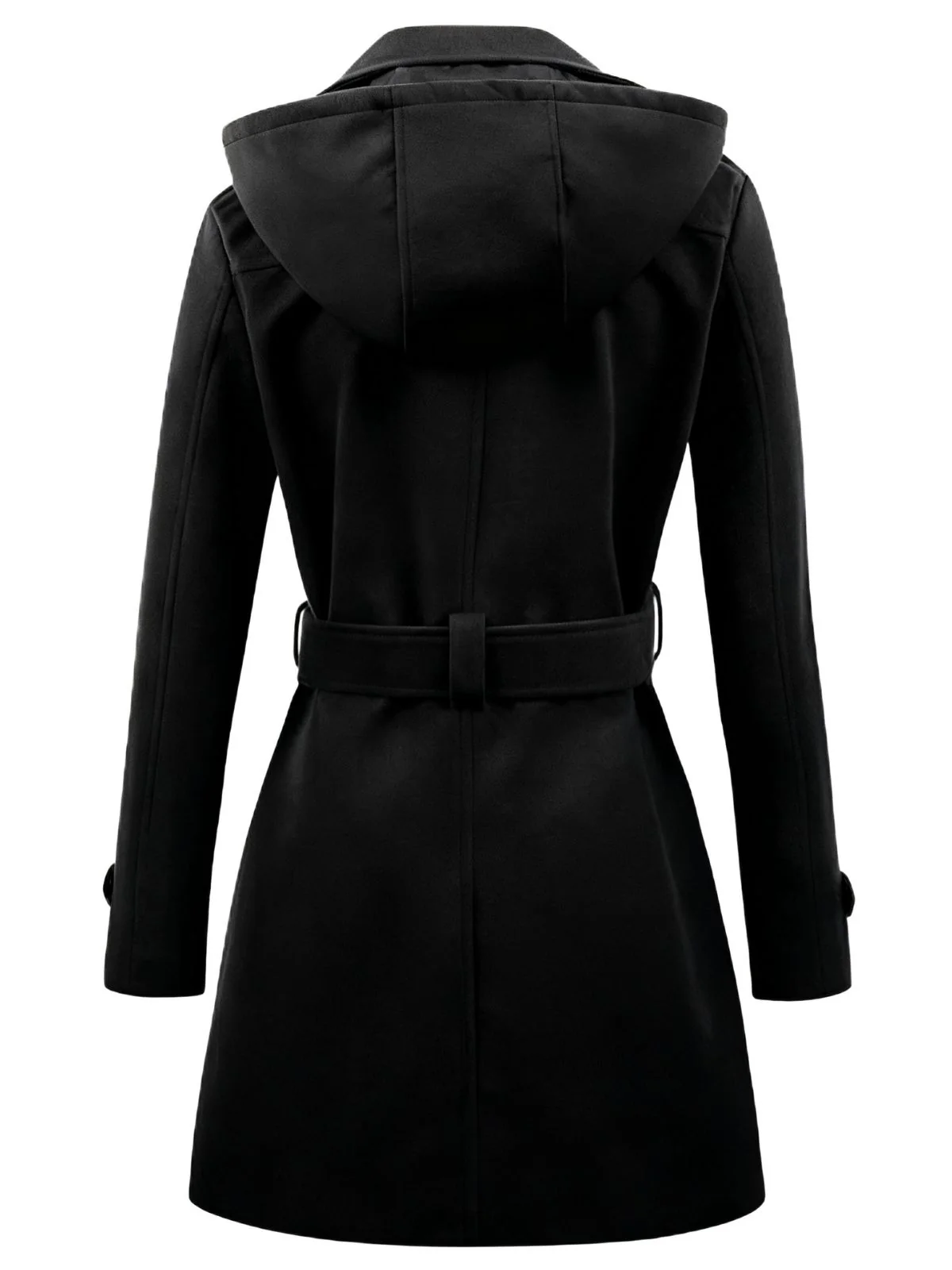 1970s Double-Breasted Faux Wool Hood Coat - Image 4