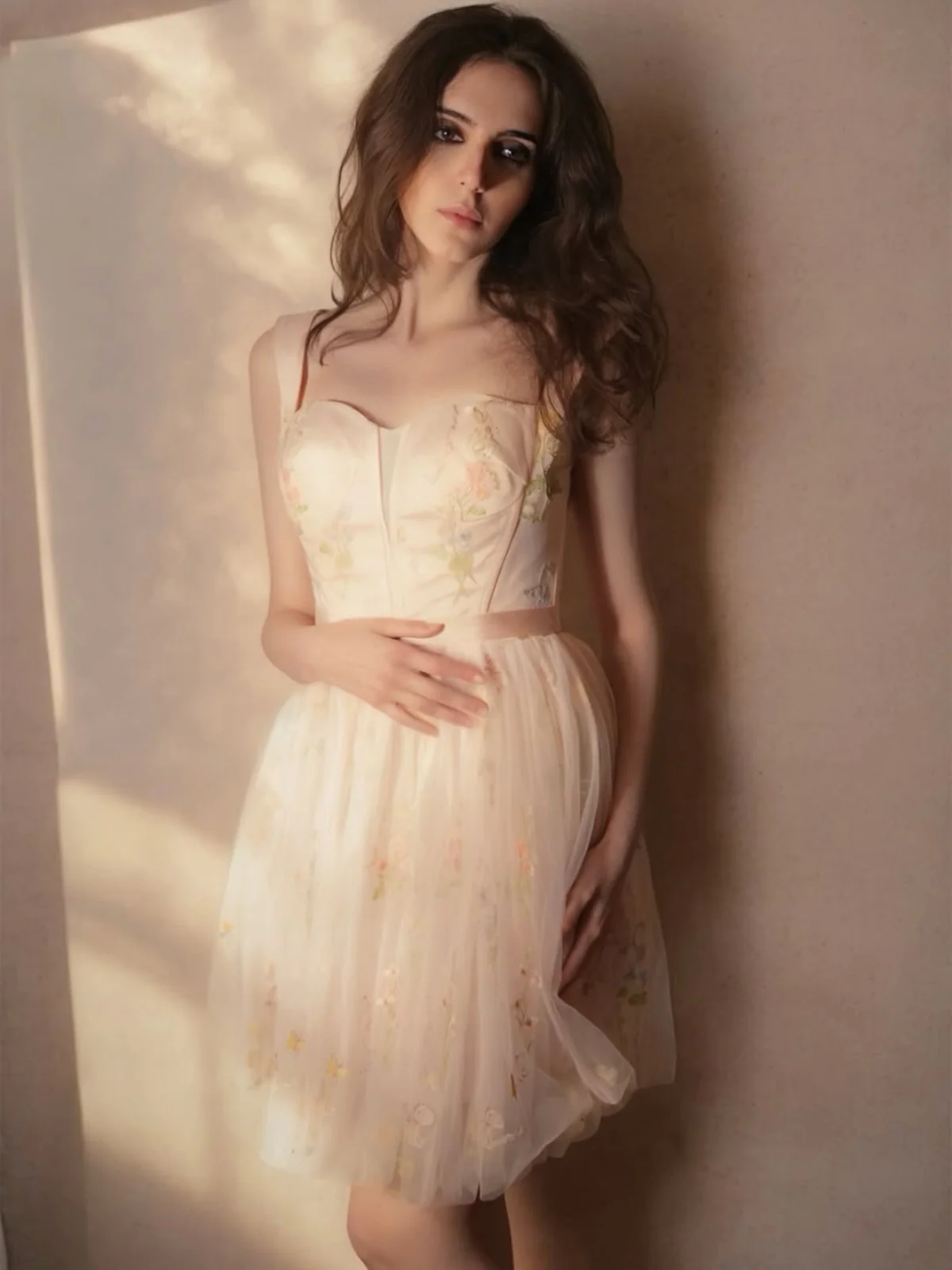1970s Embroidered Floral Lace Mini Dress - Image 2