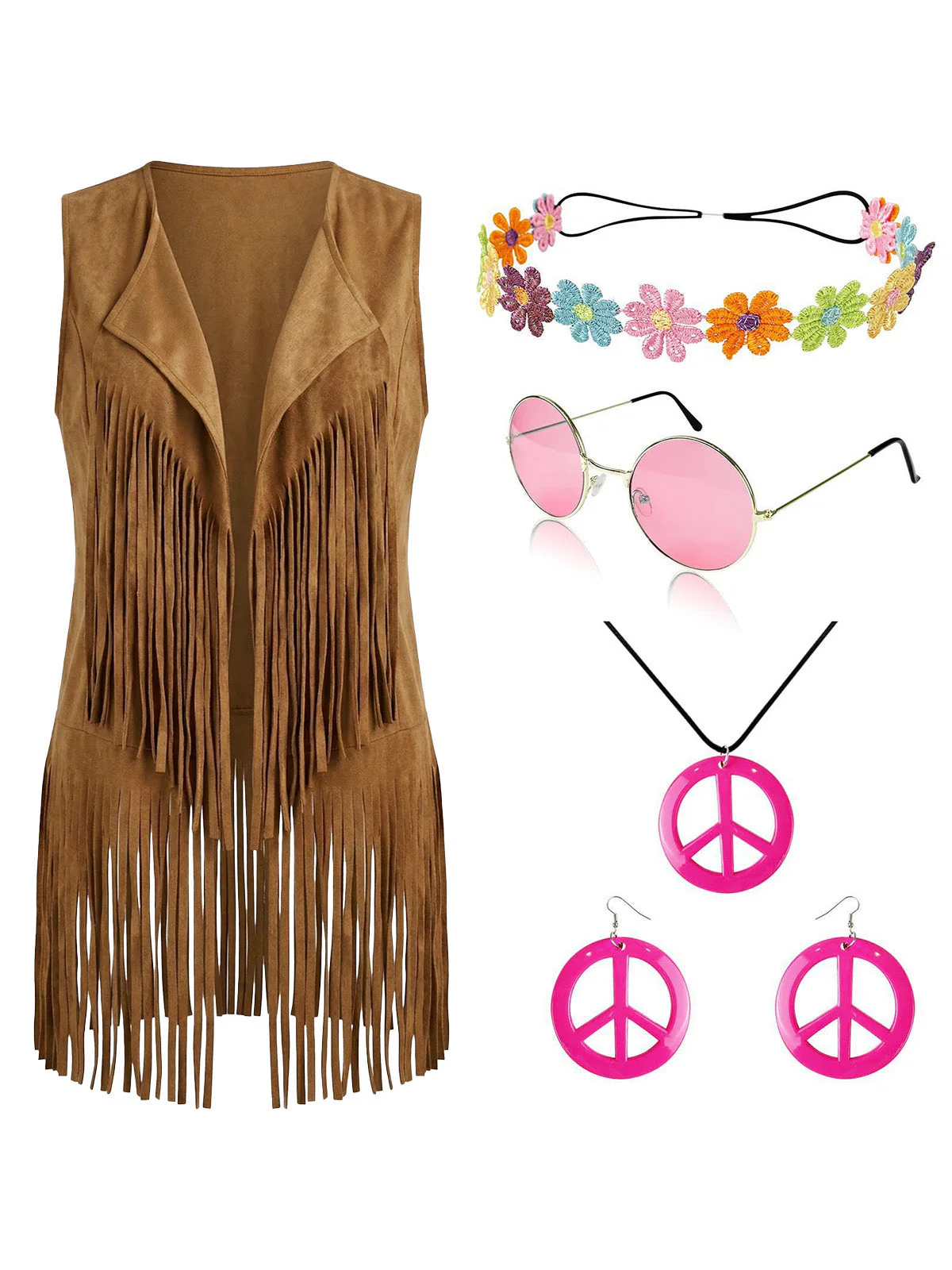 1970s Faux Suede Tassel Disco Vest Set - Image 2