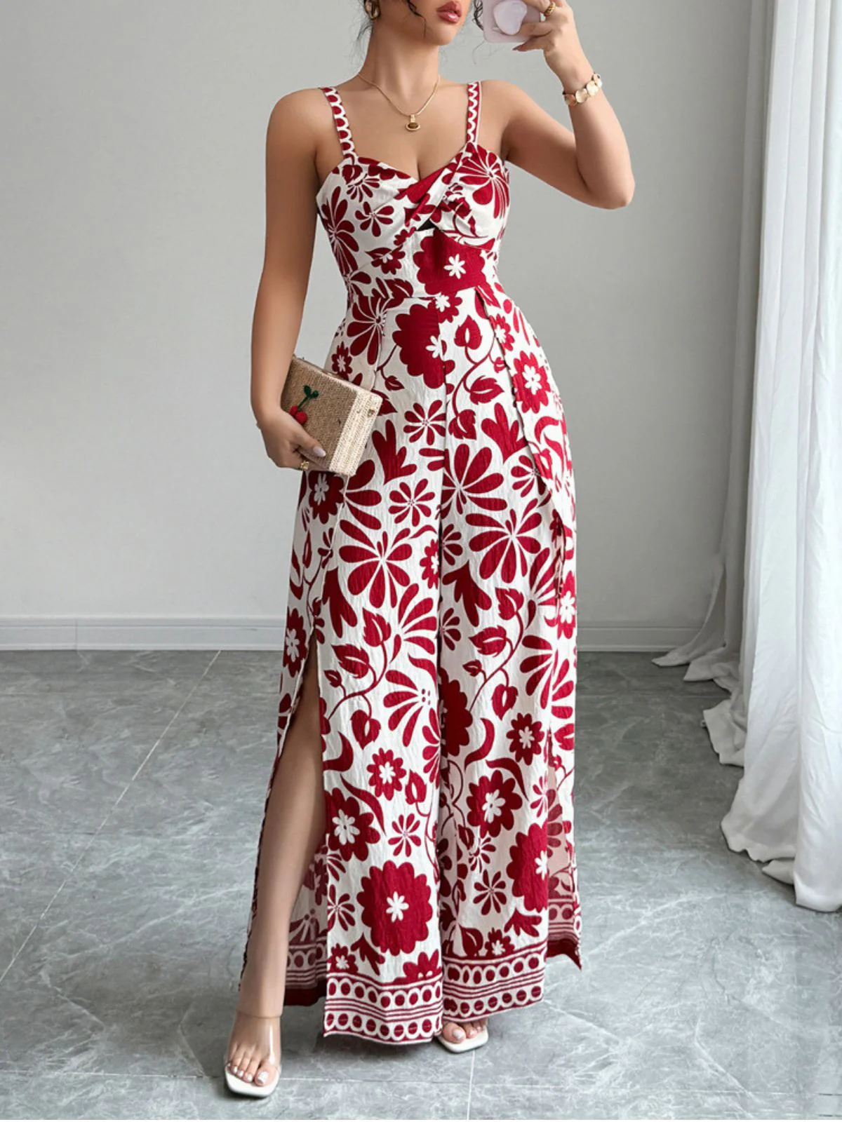 1970s Floral Boho Style Suspender Jumpsuit - Image 6