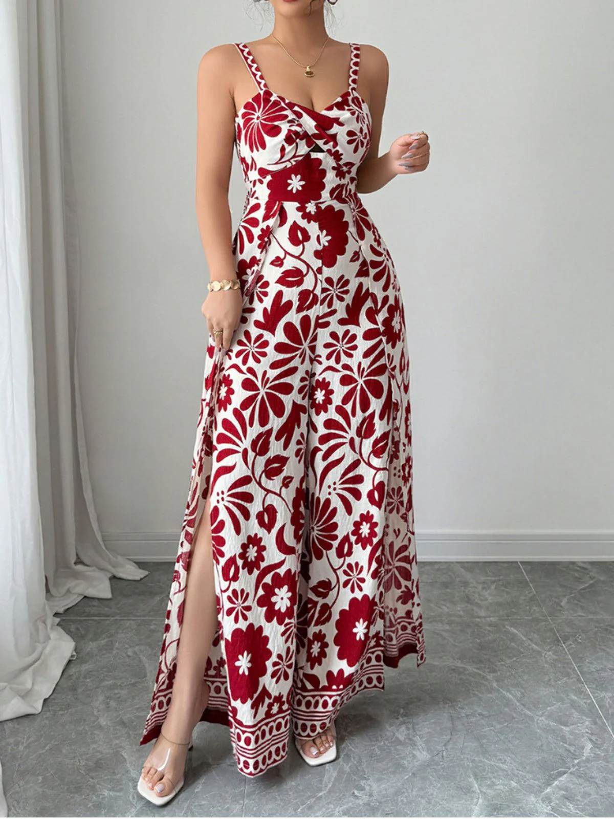 1970s Floral Boho Style Suspender Jumpsuit - Image 7