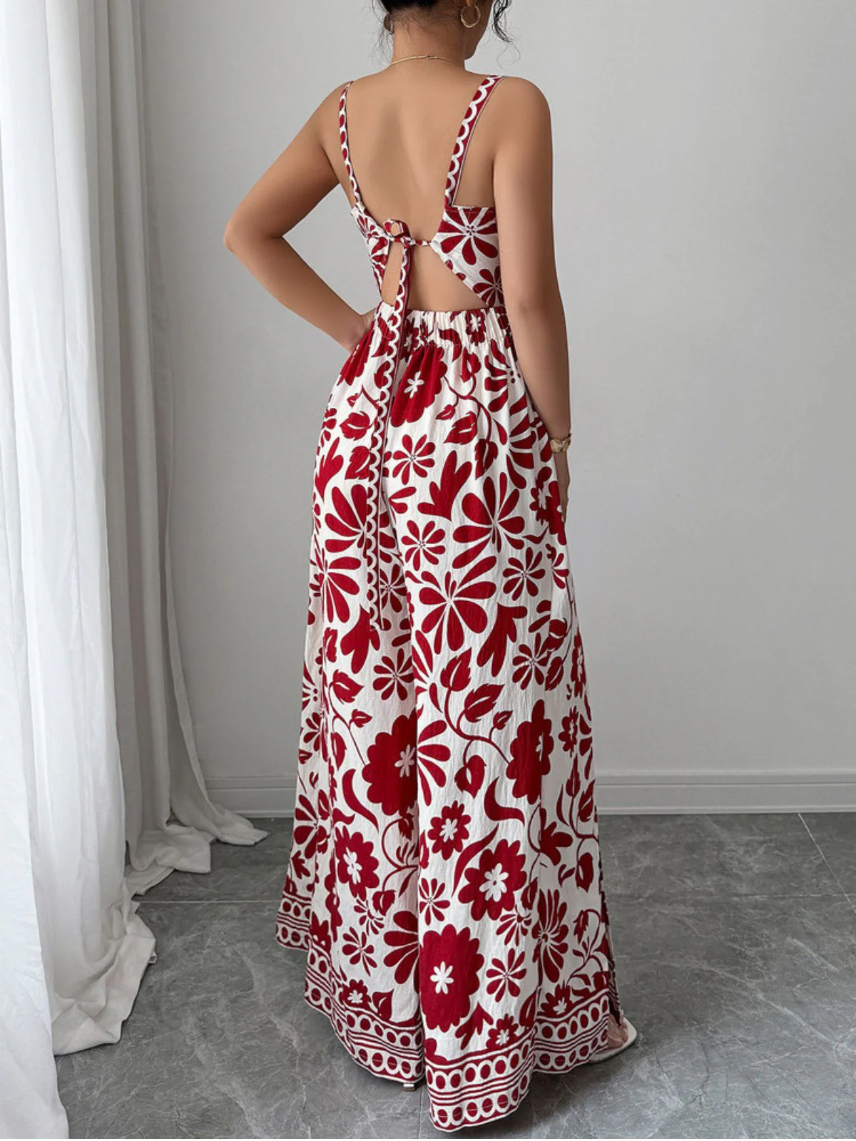 1970s Floral Boho Style Suspender Jumpsuit - Image 8