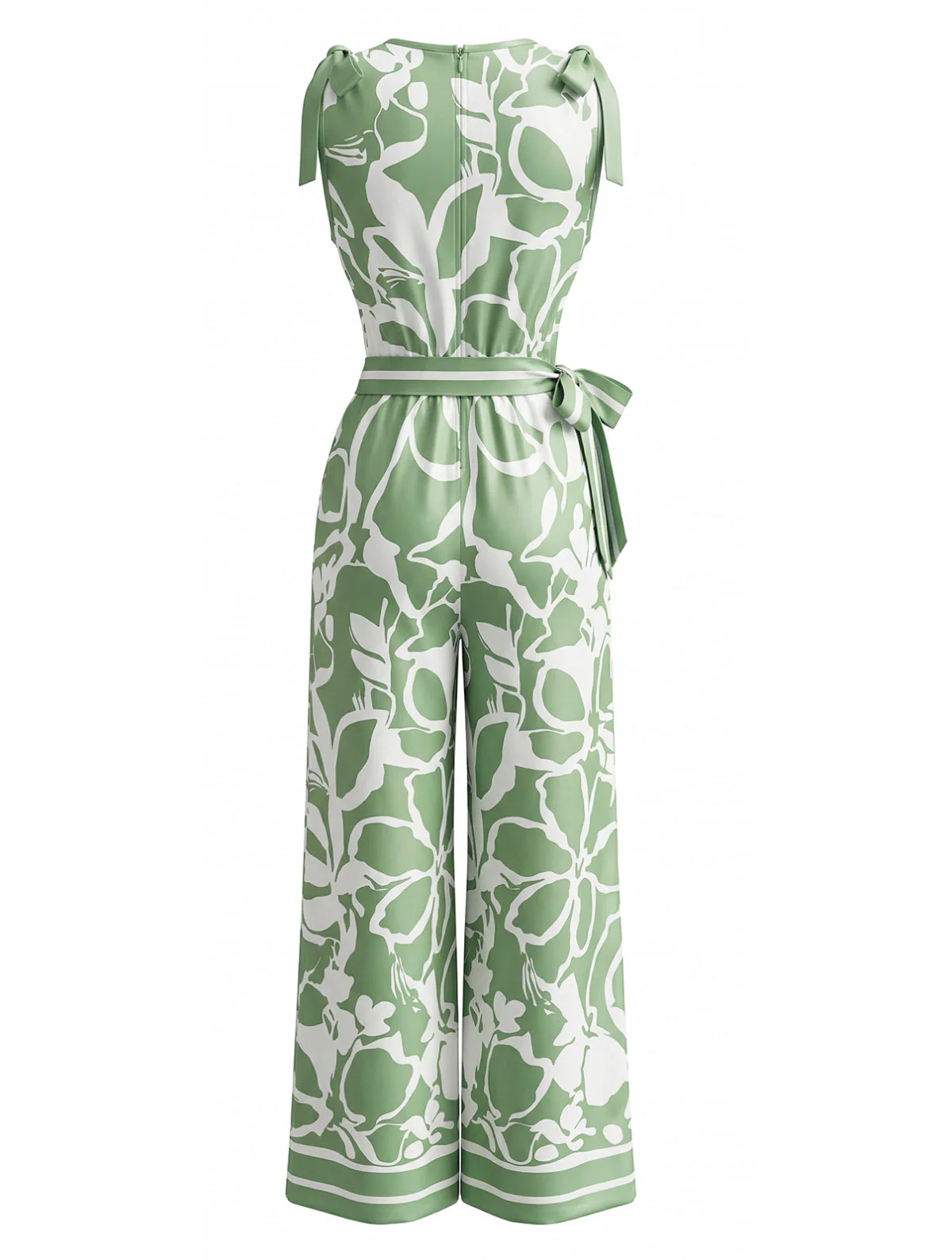 1970s Floral V-Neck Sleeveless Wide Leg Jumpsuit - Image 5