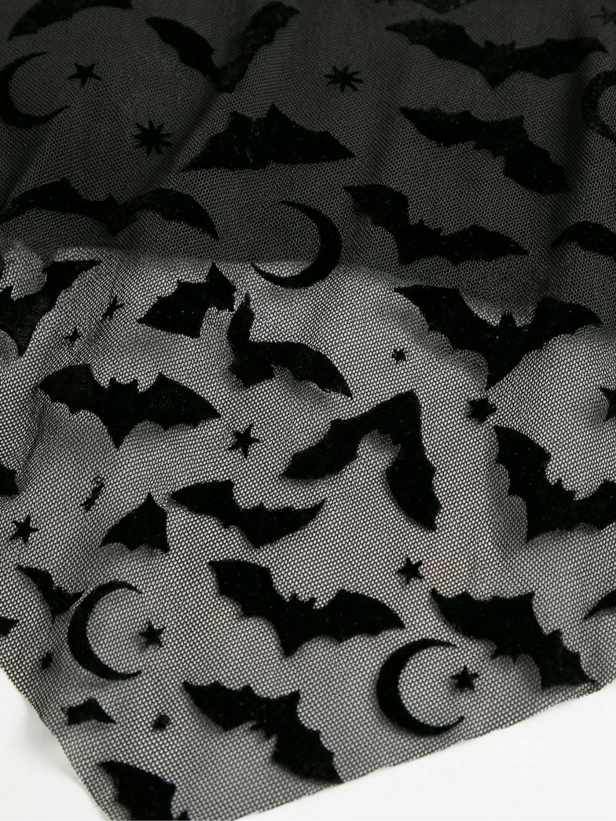 1970s Gothic Mesh Striped Bat Print Tankini Set - Image 4