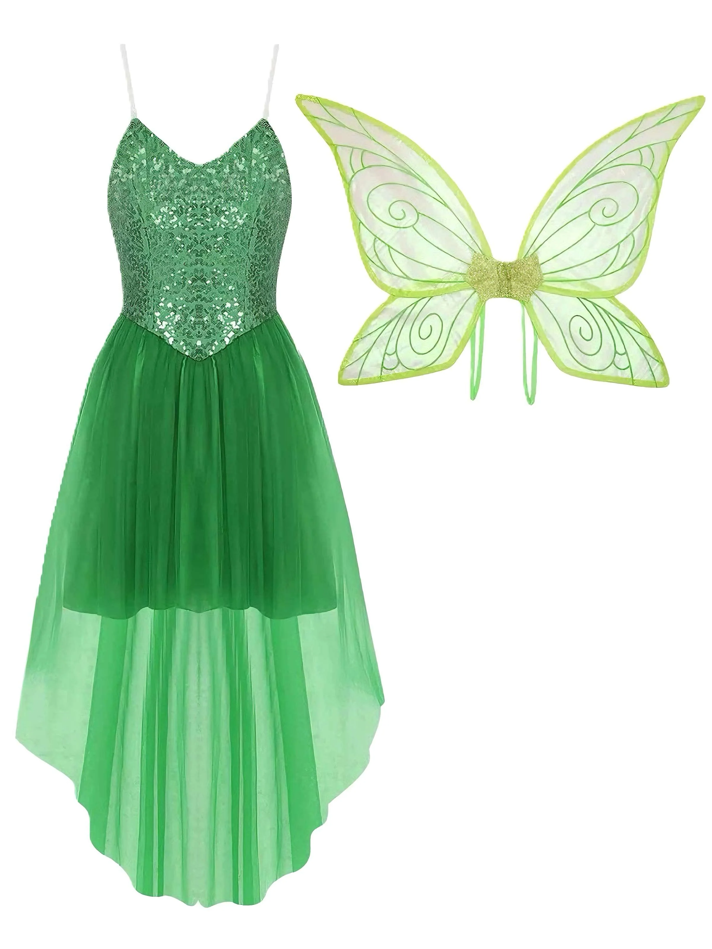1970s Halloween Fairy Wings Sequin Tulle Costume Dress - Image 4