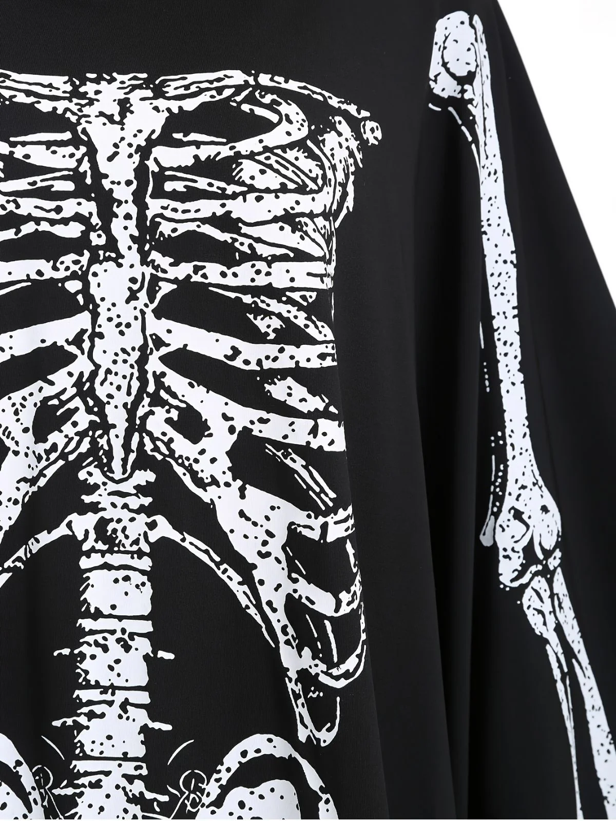 1970s Halloween Skeleton Bone Print Hooded Cape - Image 3