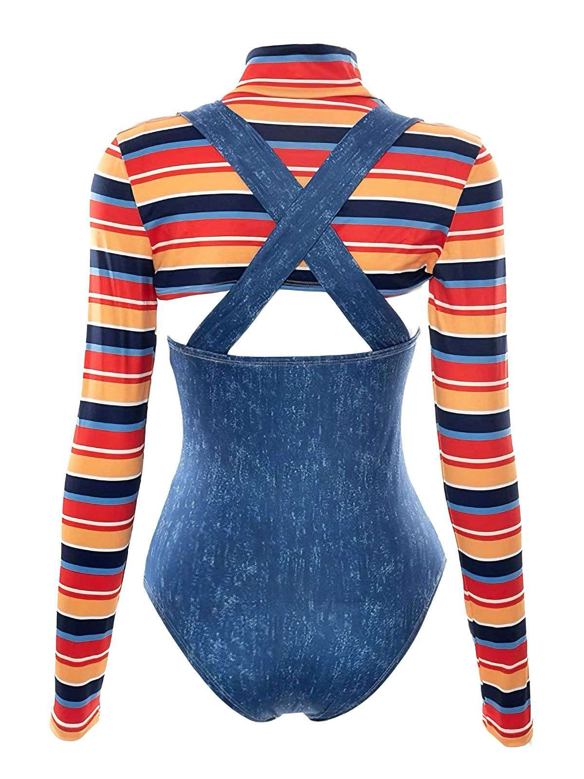 1970s Halloween Striped Costume Bodysuit - Image 2