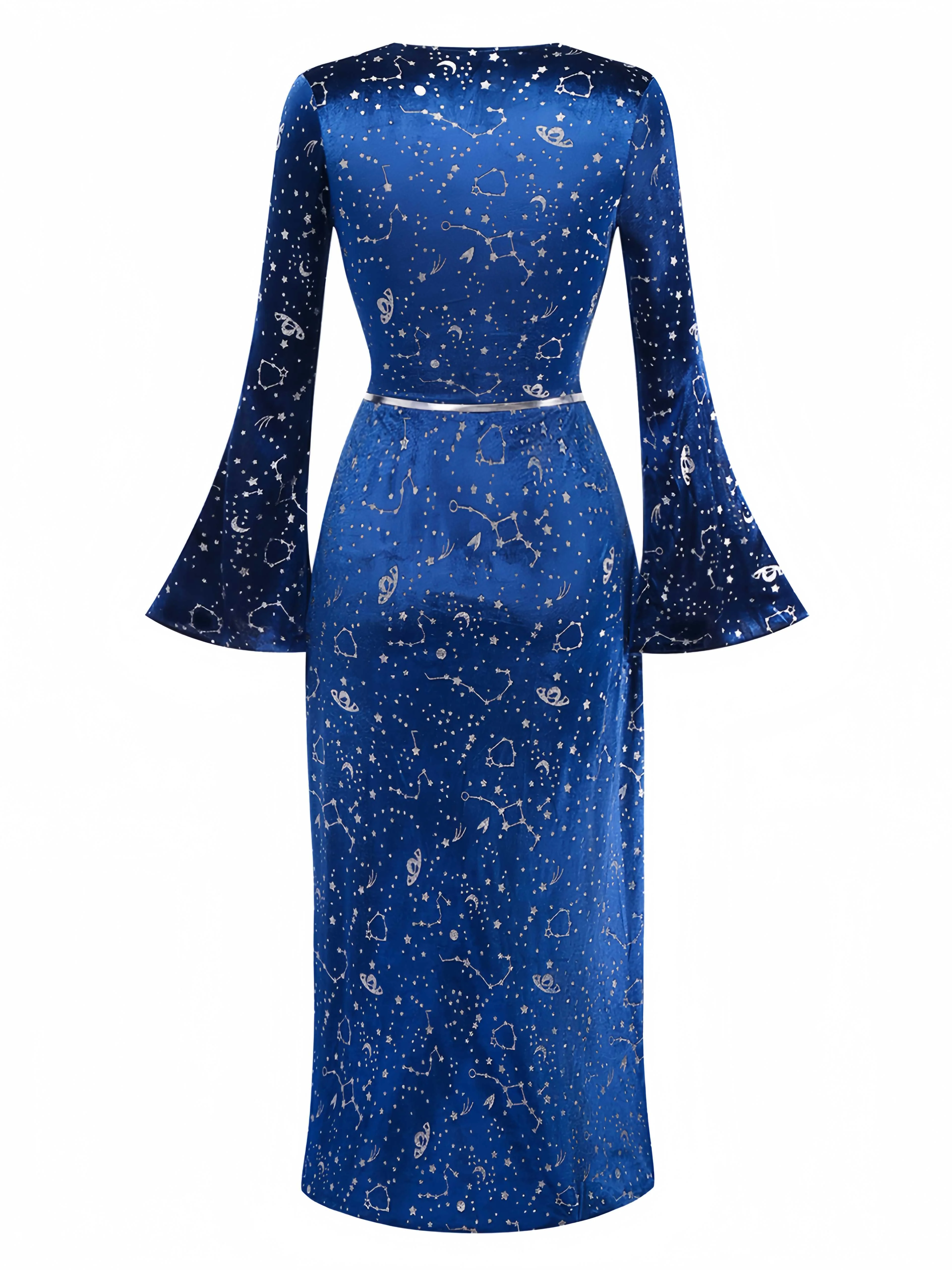 1970s Halloween Wizard Cosplay Slit Velvet Dress With Hat - Image 2