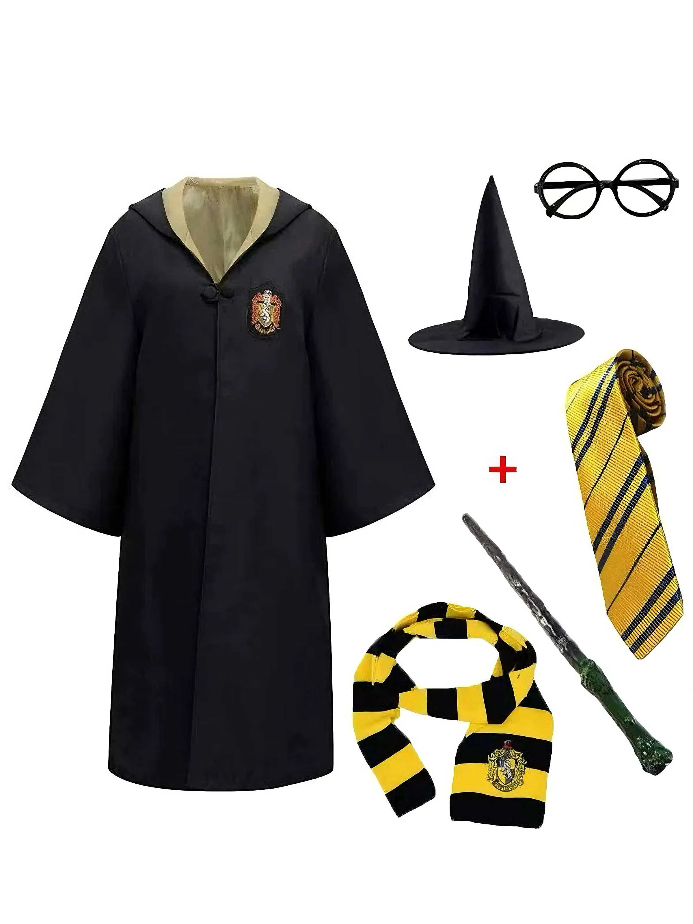 1970s Halloween Wizard School Hooded Robe Costume Set - Image 4