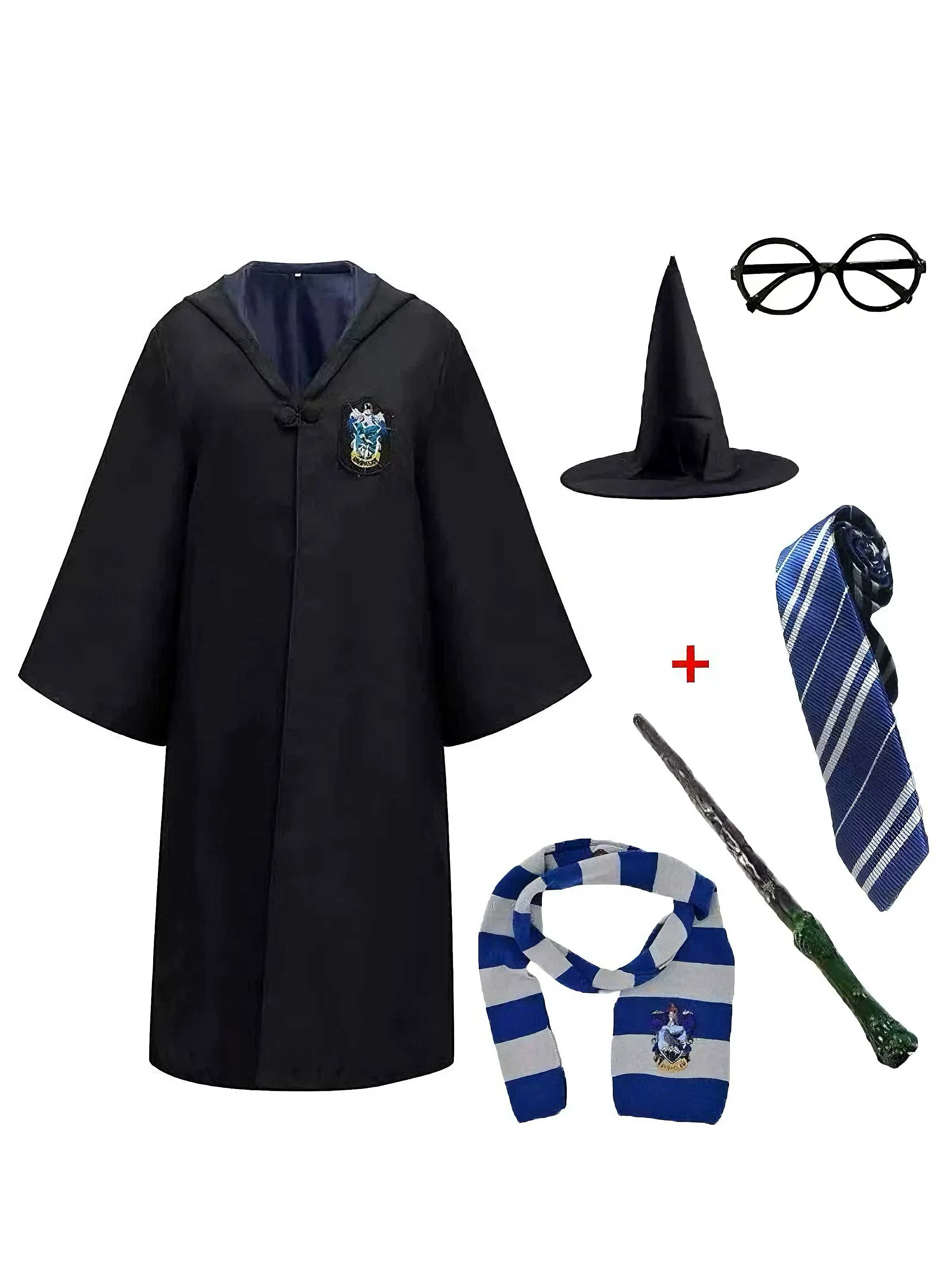 1970s Halloween Wizard School Hooded Robe Costume Set - Image 6