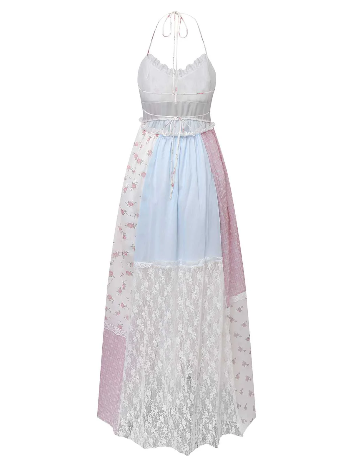 1970s Halter Boho Floral Lace Maxi Dress - Image 2