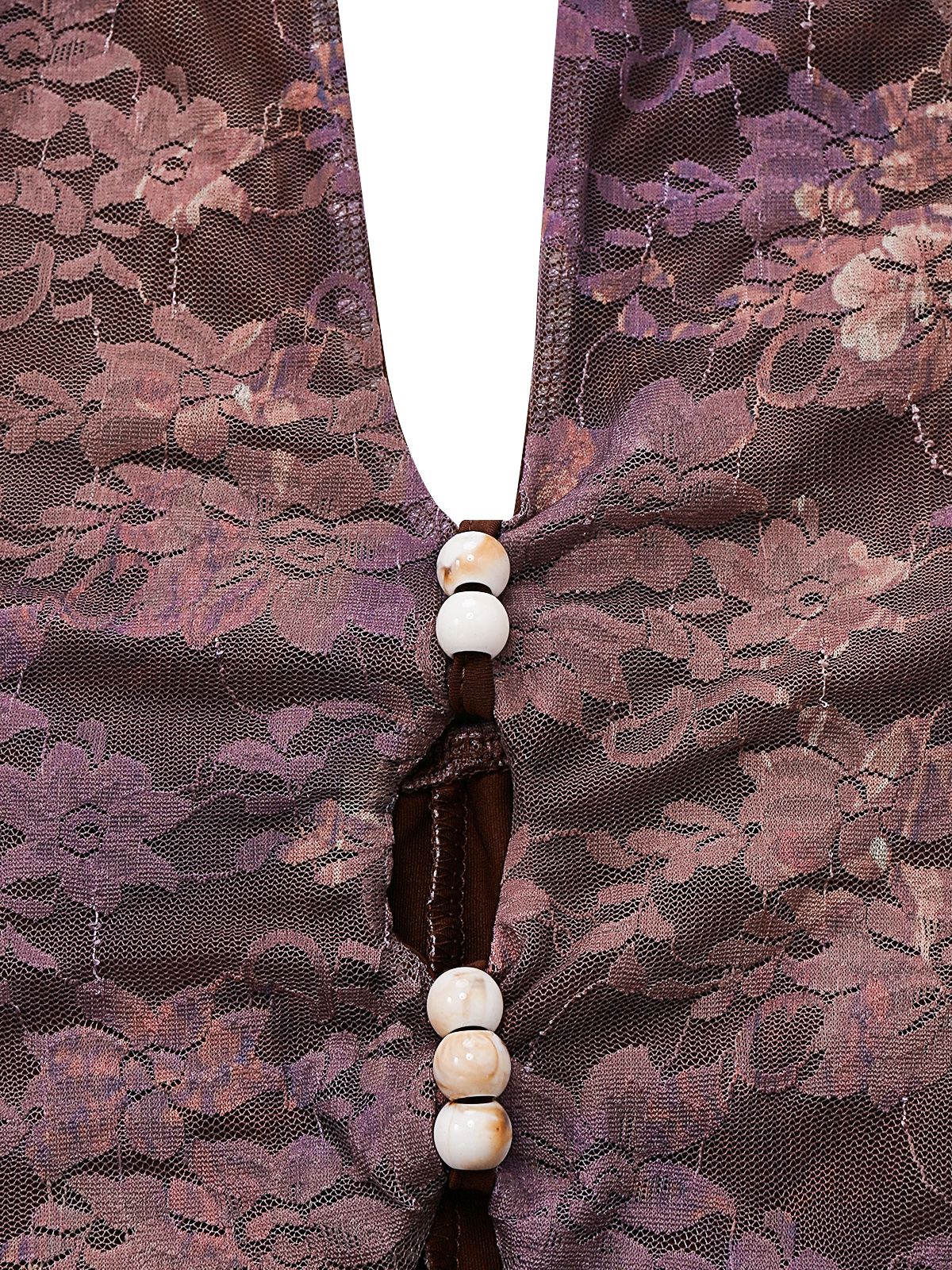 Y2k Halter Floral Tiered Ruffle Beaded Romper - Image 4
