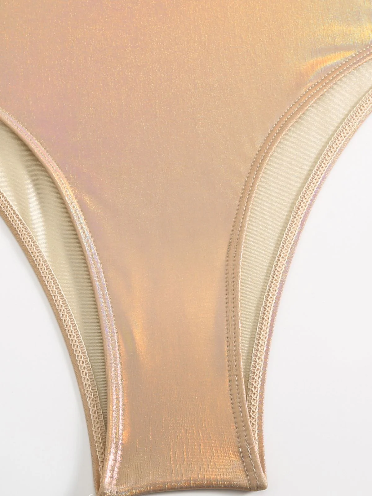 1970s Halter Cut-Out Metallic One-Piece Swimsuit - Image 5