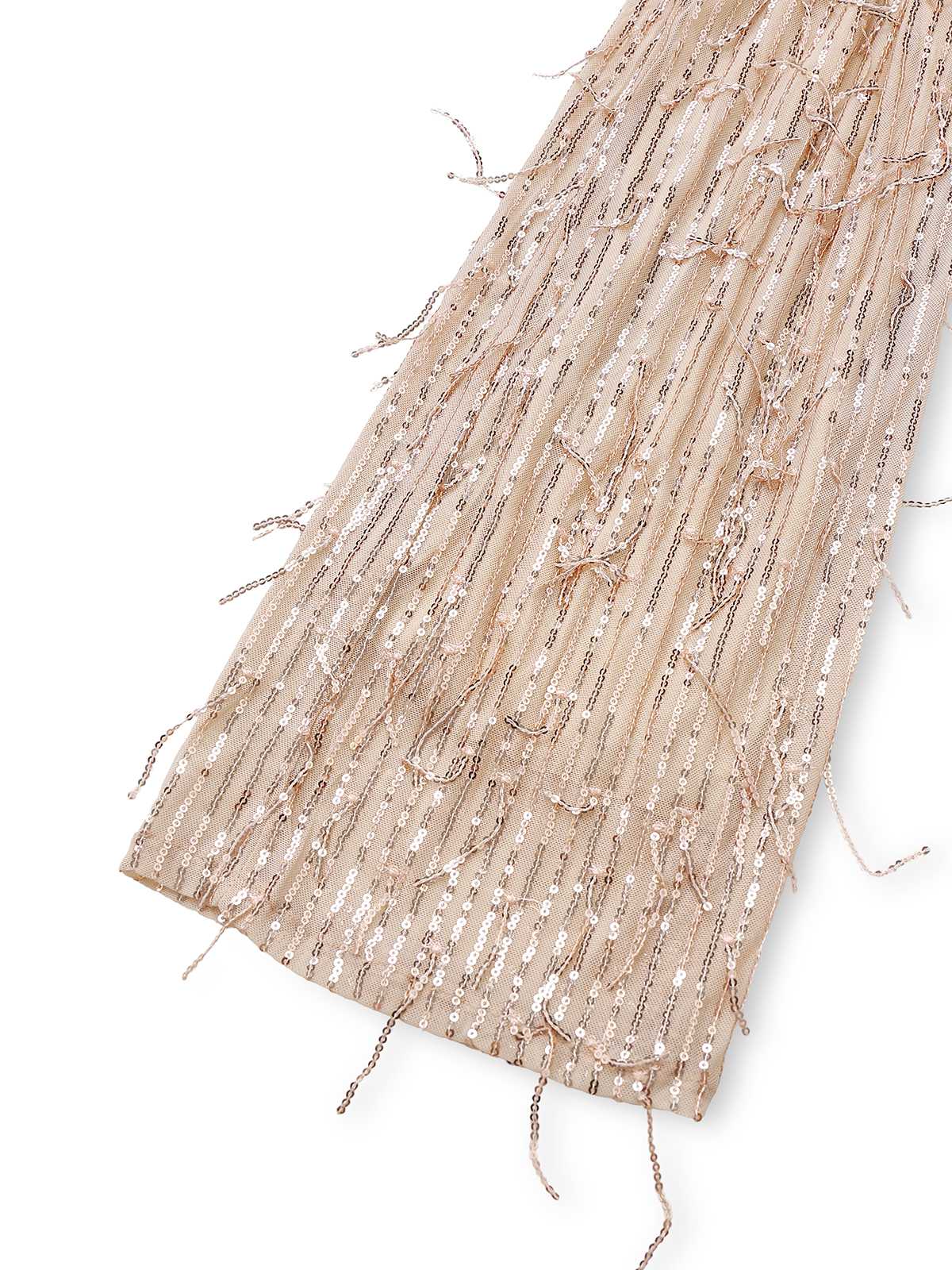1970s Halter Deep V-Neck Sequin Fringe Jumpsuit - Image 5