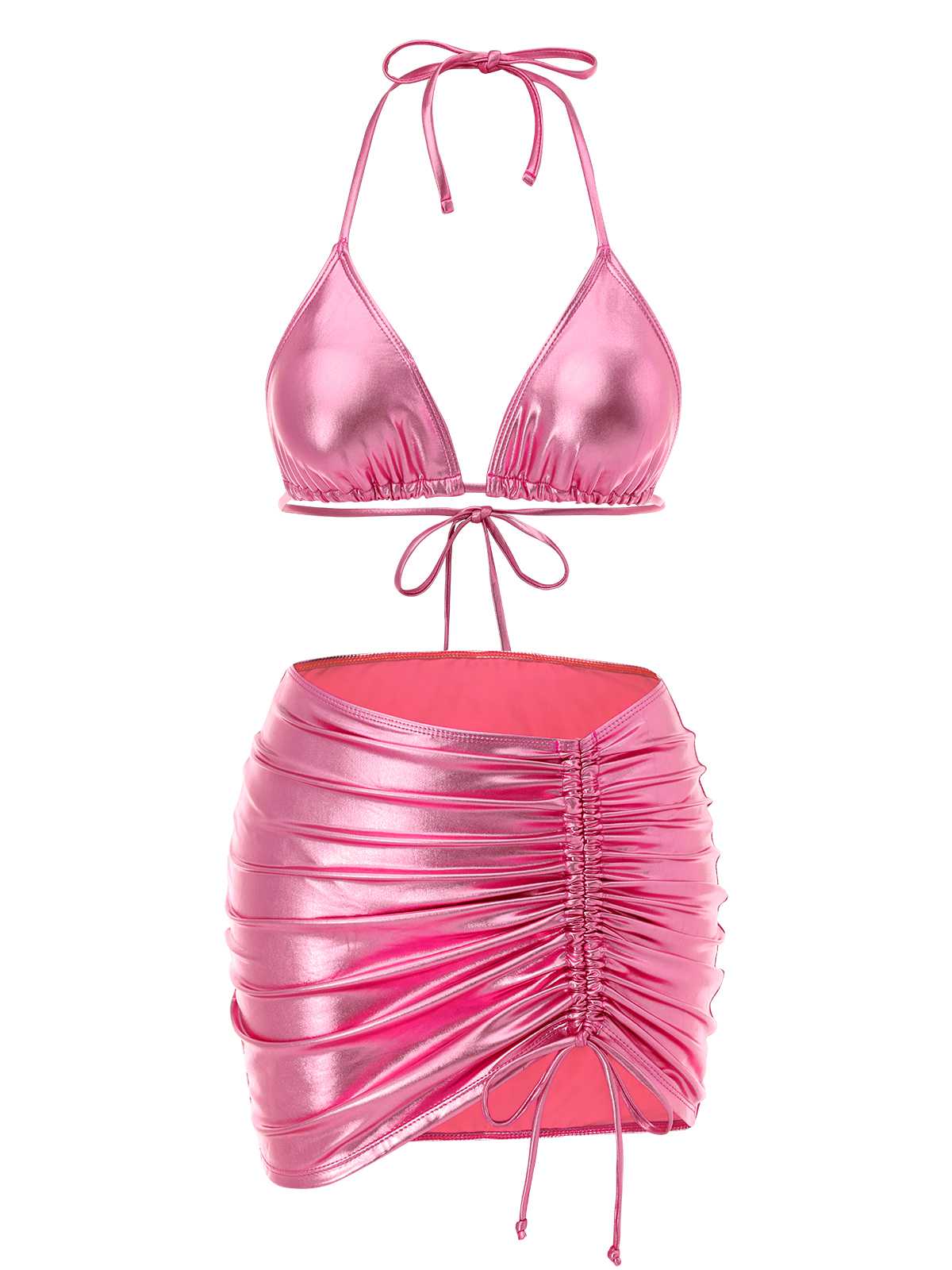 1970s Halter Metallic Bikini & Ruched Cover-Up - Image 11