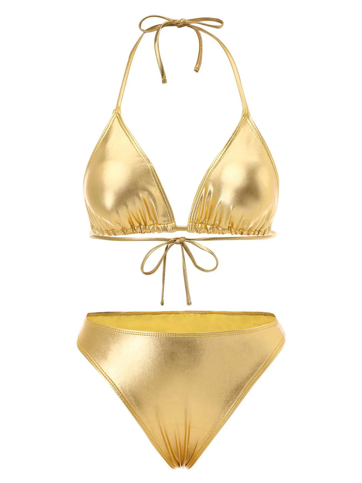 1970s Halter Metallic Bikini & Ruched Cover-Up - Image 7