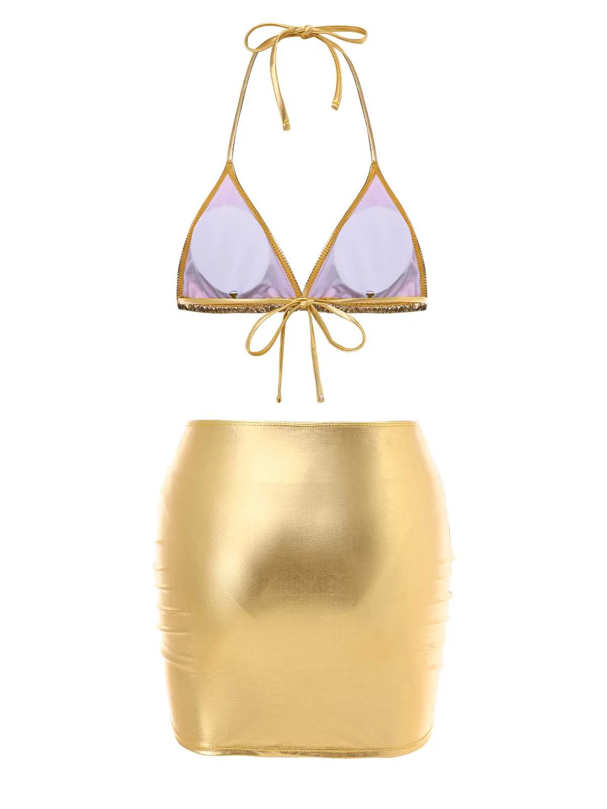 1970s Halter Metallic Bikini & Ruched Cover-Up - Image 8