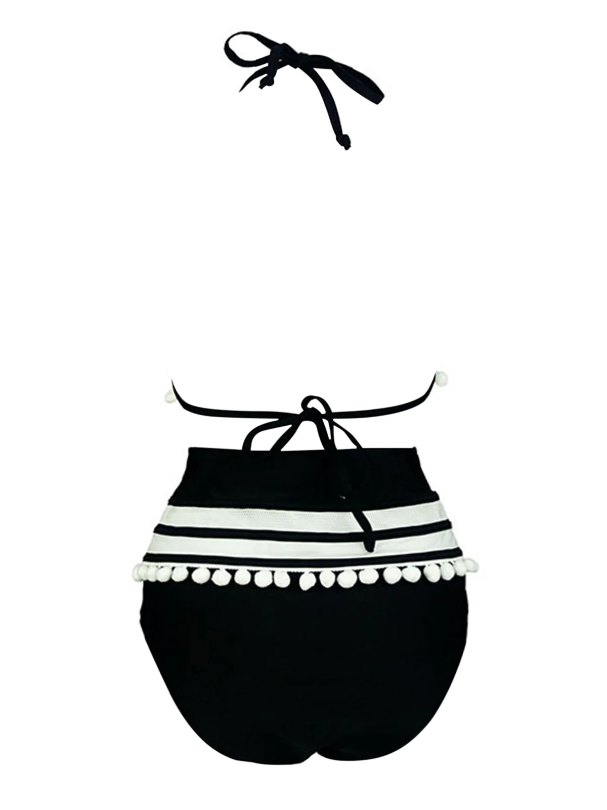 1970s Halter Patchwork Pom Pom Swimsuit - Image 3