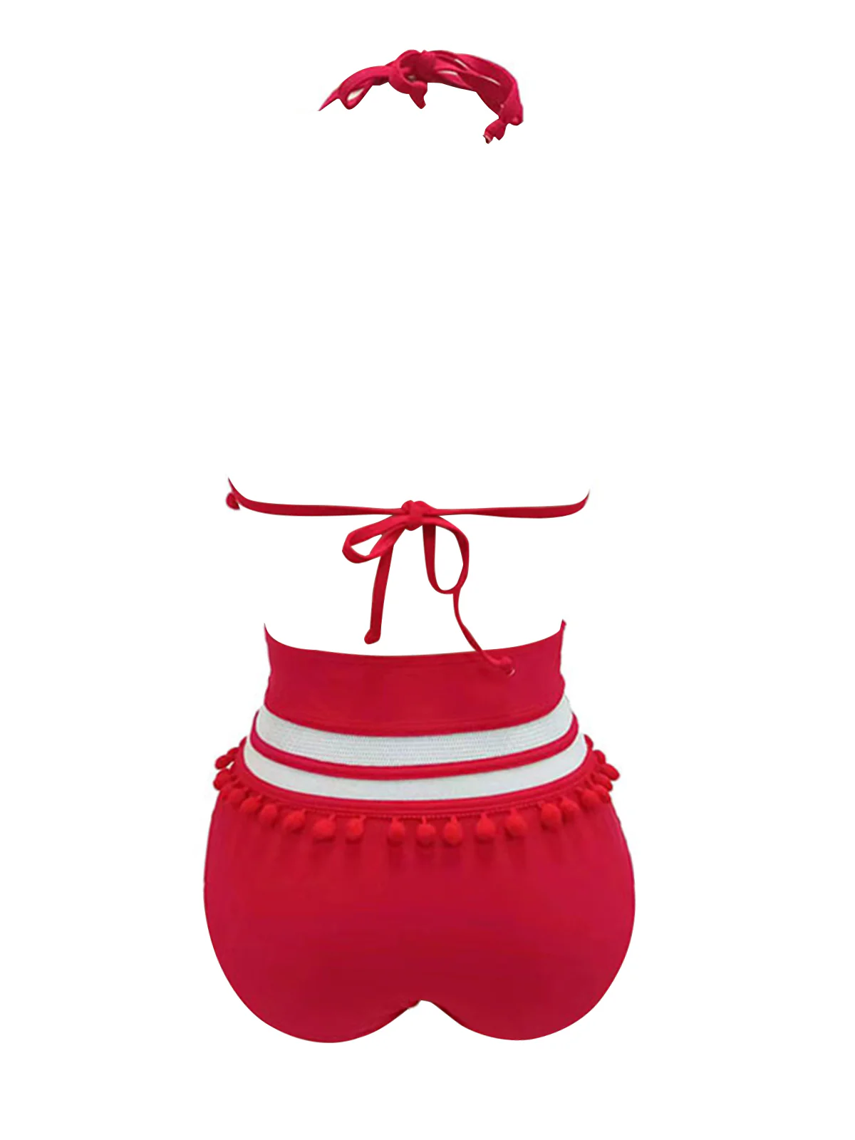 1970s Halter Patchwork Pom Pom Swimsuit - Image 7