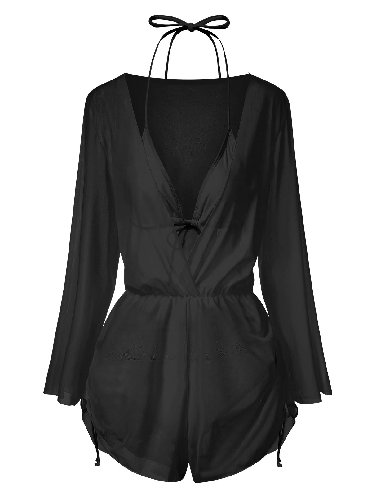 1970s Halter Solid Bikini Set & Cover Up - Image 4
