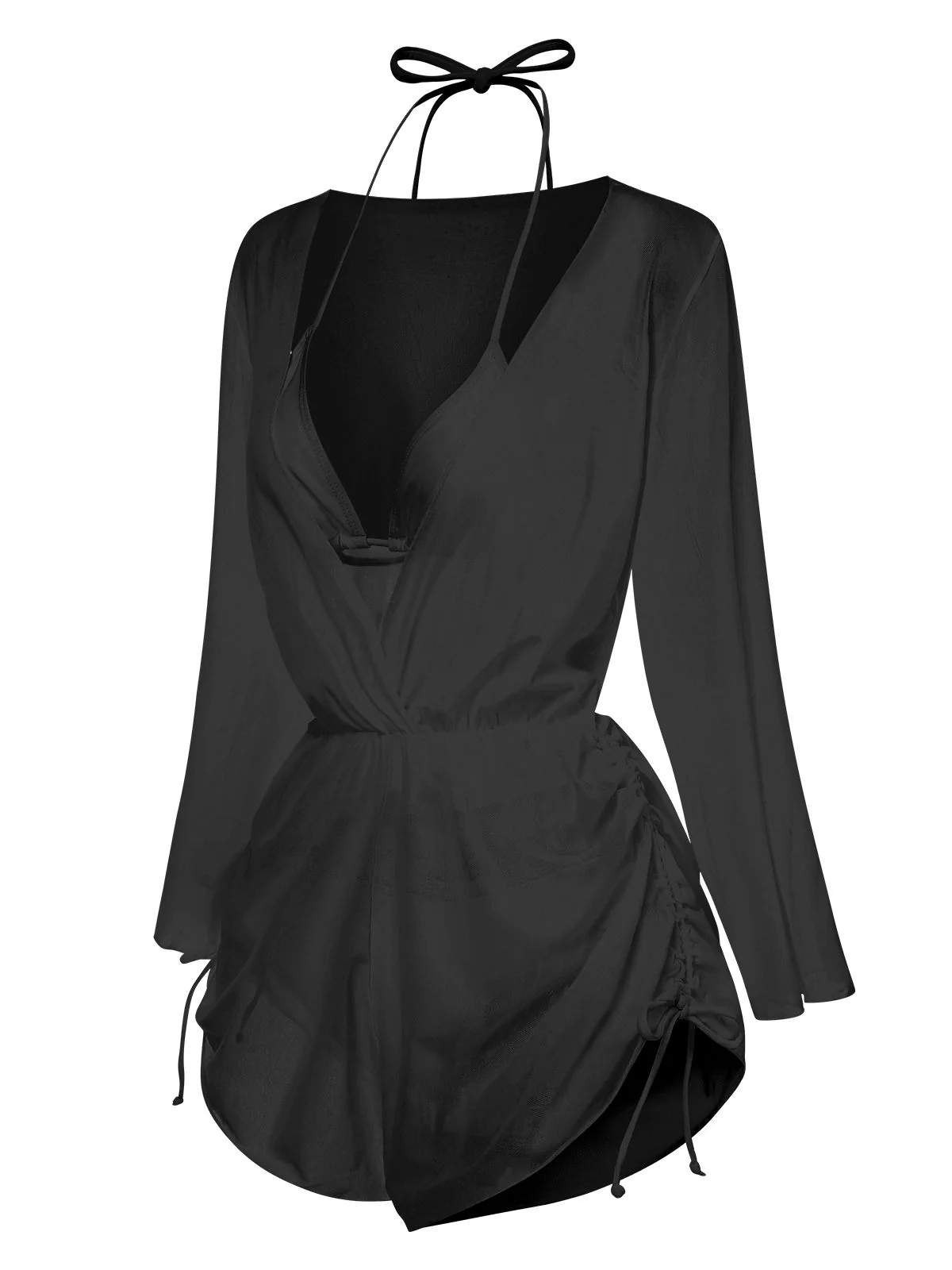 1970s Halter Solid Bikini Set & Cover Up - Image 6