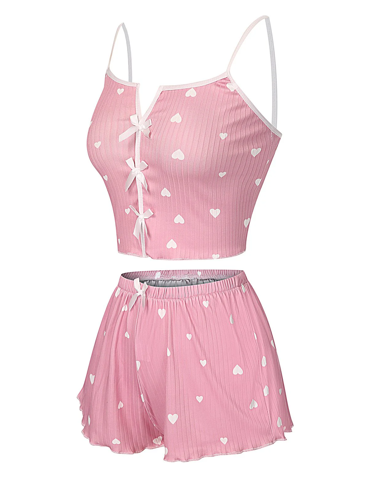 1970s Heart Bow Spaghetti Strap Pajamas - Image 11