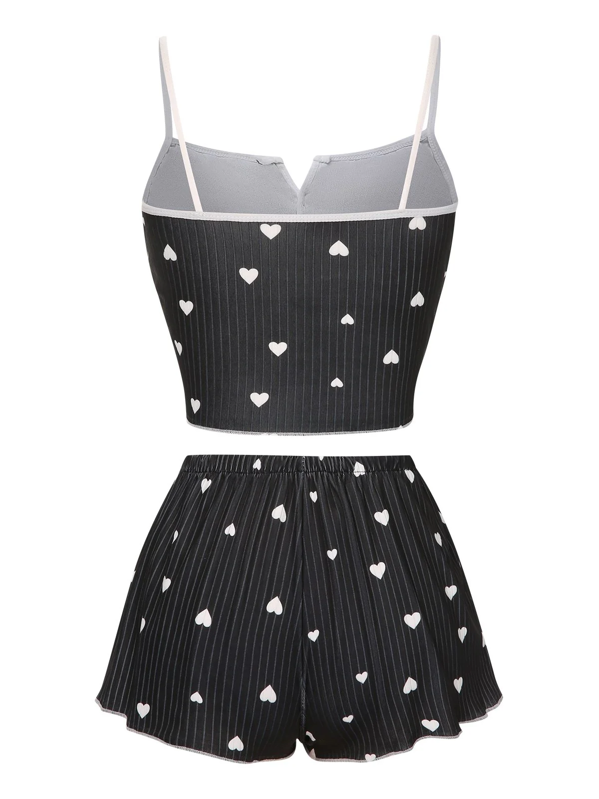 1970s Heart Bow Spaghetti Strap Pajamas - Image 2